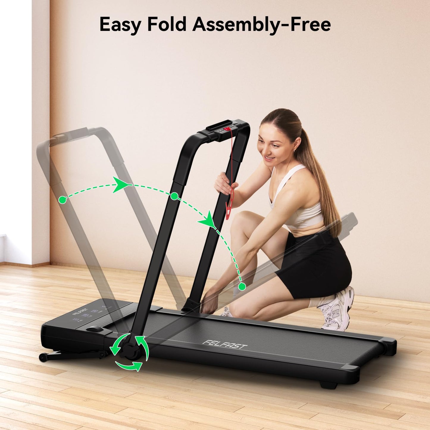 FelFast Walking Pad Treadmill with 15% 9° 8 Level Auto Incline, 2-in-1 Under Desk Foldable w/Remote Control, 12 HIIT Mode, 450 Lbs Max, 7.6 MPH Max, Portable Mini Treadmill for Office Home - Medaid International