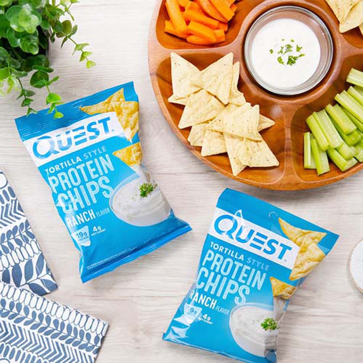 Quest Nutrition Tortilla Style Protein Chips, Ranch, Low Carb, Gluten Free, Baked, 1.1 Ounce (Pack of 8) - Medaid International