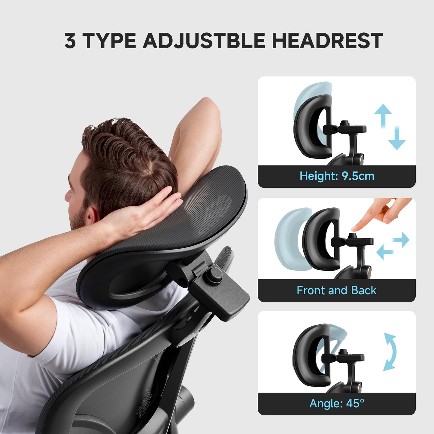 PKPT Ergonomic Desk Chair with Adjustable Lumbar Support & Headrest, 330 LBS High Back Mesh Office Chair with Adjustable Armrest for Long Hours, Executive Large Computer Chair, Black - Medaid International