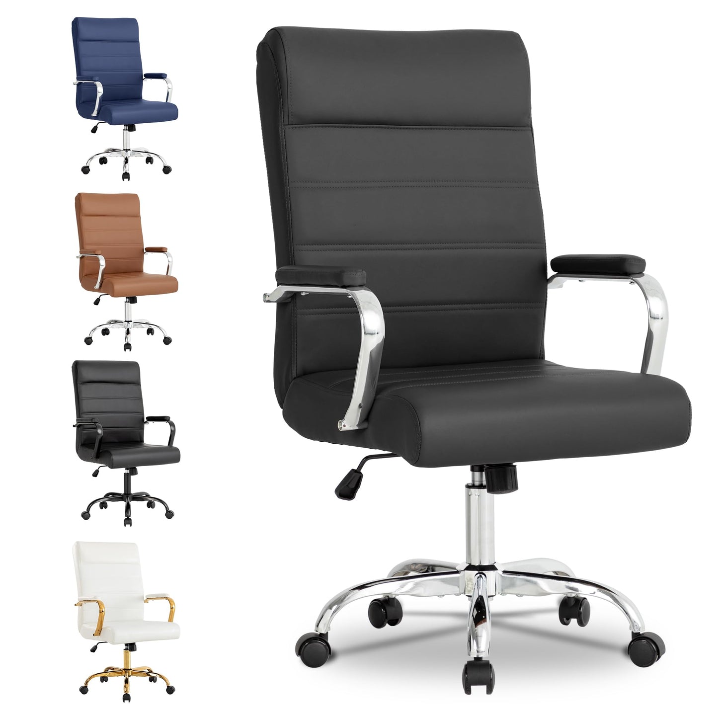 BOWTHY Office Desk Chair,Modern Leather Conference Room Chairs,High Back Ergonomic Home ofiice Chair,Adjustable Height Swivel Executive Computer Chair with Padded Seat and Armrest - Medaid International