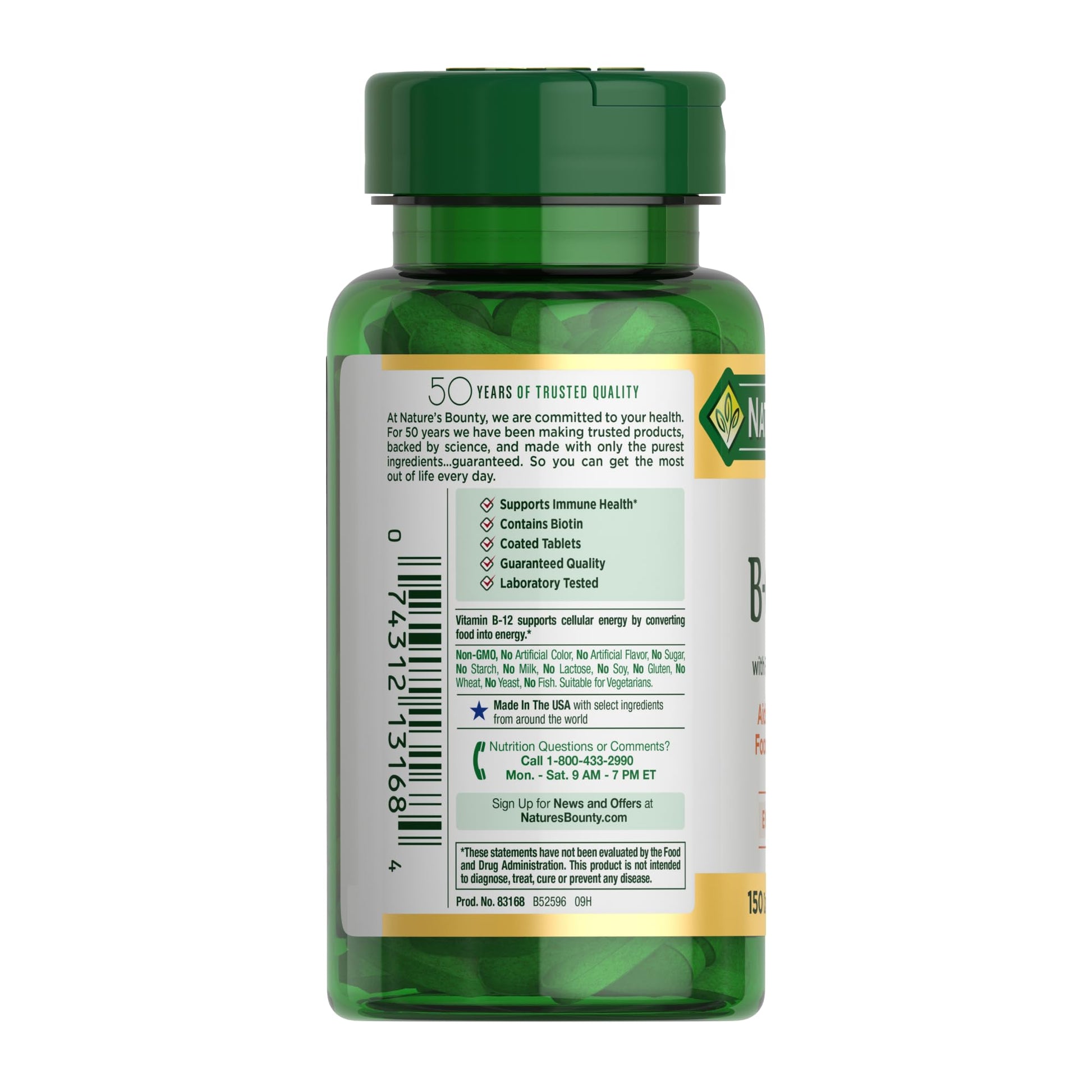 Nature's Bounty Super B Complex Vitamins with Vitamin C & Folic Acid, Vitamins for Immune & Cellular Energy Support, 150 Tablets - Medaid International