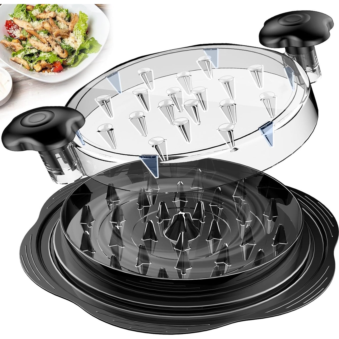 Chicken Shredder Large Chicken Breast Shredder Tool Twist with Brush&Fork, Visible Meat Shredder Machine, Strong Anti-Slip Strip, Ergonomic Handle, BPA Free, Suitable for Pork Beef Chicken - Medaid International