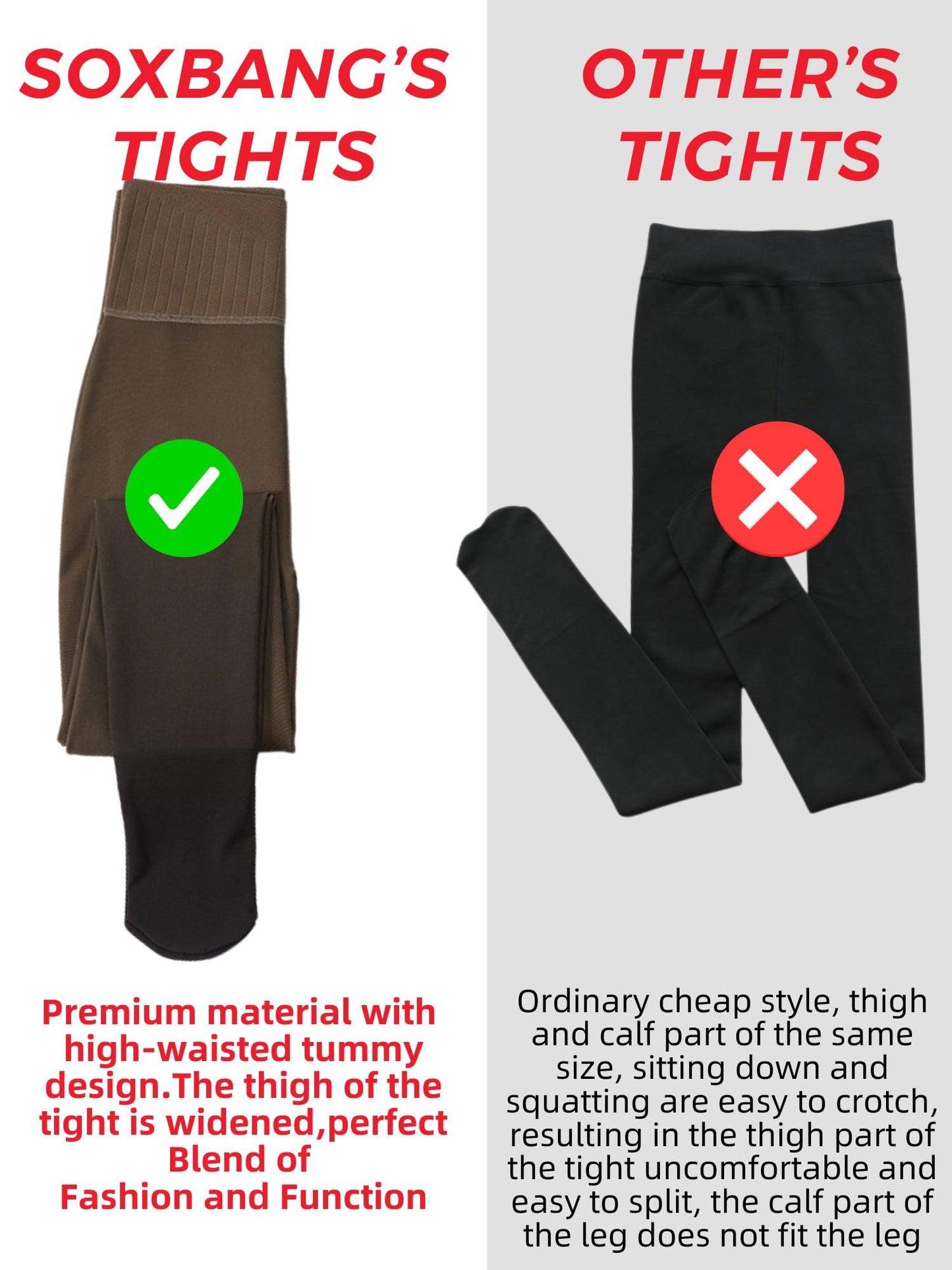 Soxbang Women Deep Skin Tone Fleece Lined Fake Translucent Tights,Pantyhose Thermal Tights High Waist Leggings for Winter-Large - Medaid International