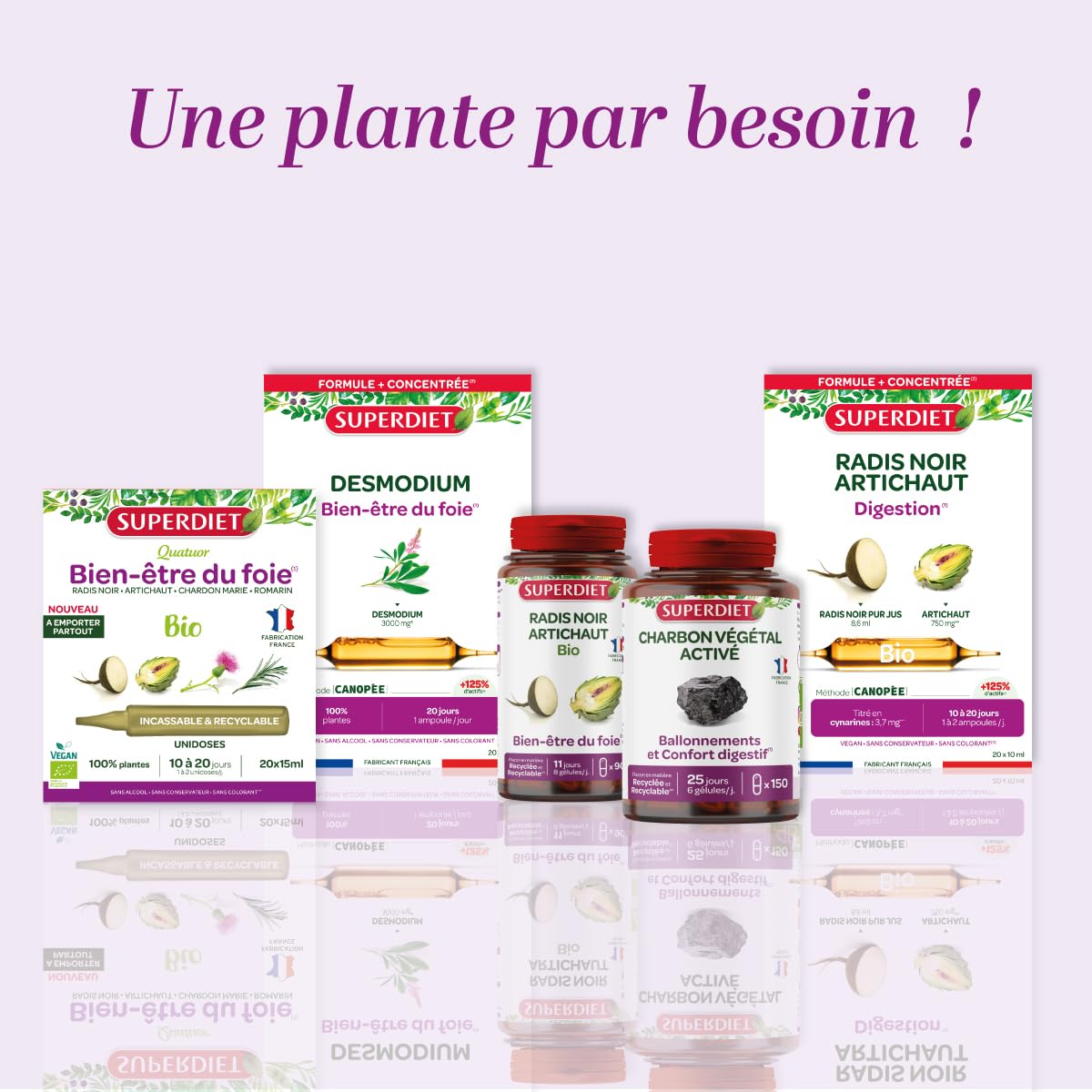 SUPERDIET-QUATUOR DIGESTION BIO-Bien-être du foie-Radis Noir Artichaut Chardon Marie Romarin-Format nomade- 20 Unidoses de 15 ml - Medaid International