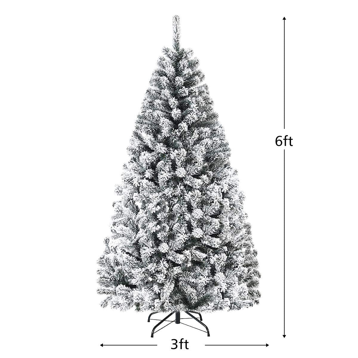 Artificial Christmas, Premium PVC Xmas Full, Flocked Snow Pine Tree with Solid Metal Stand, Ideal for Indoor and Outdoor (6FT), White, Christmas Tree - Medaid International