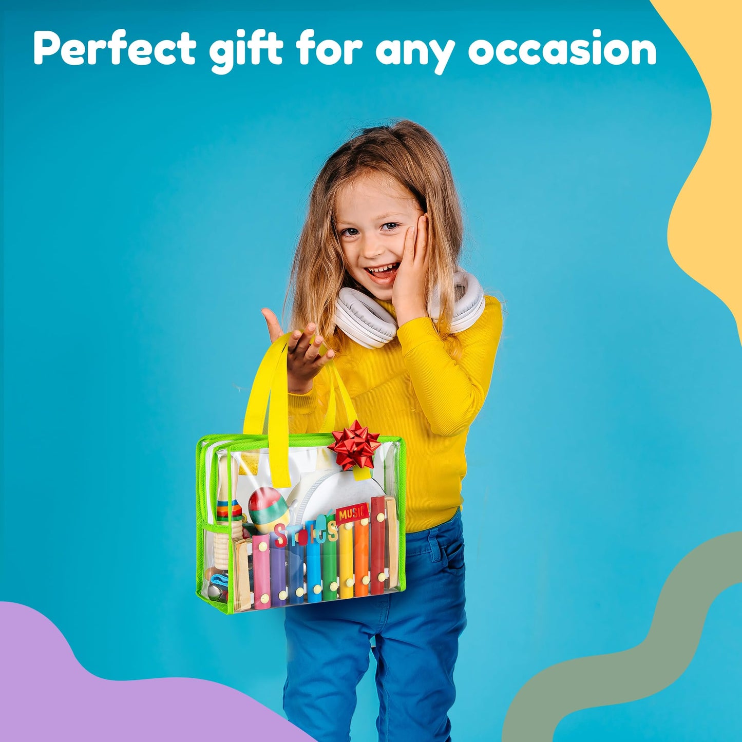Stoie's Kids Musical Instruments Set – Wooden Percussion Instruments for Toddlers 3-5 Xylophone, Tambourine, Maracas, Music Toys for Toddlers 3-5, Preschool Musical Instruments - Medaid International