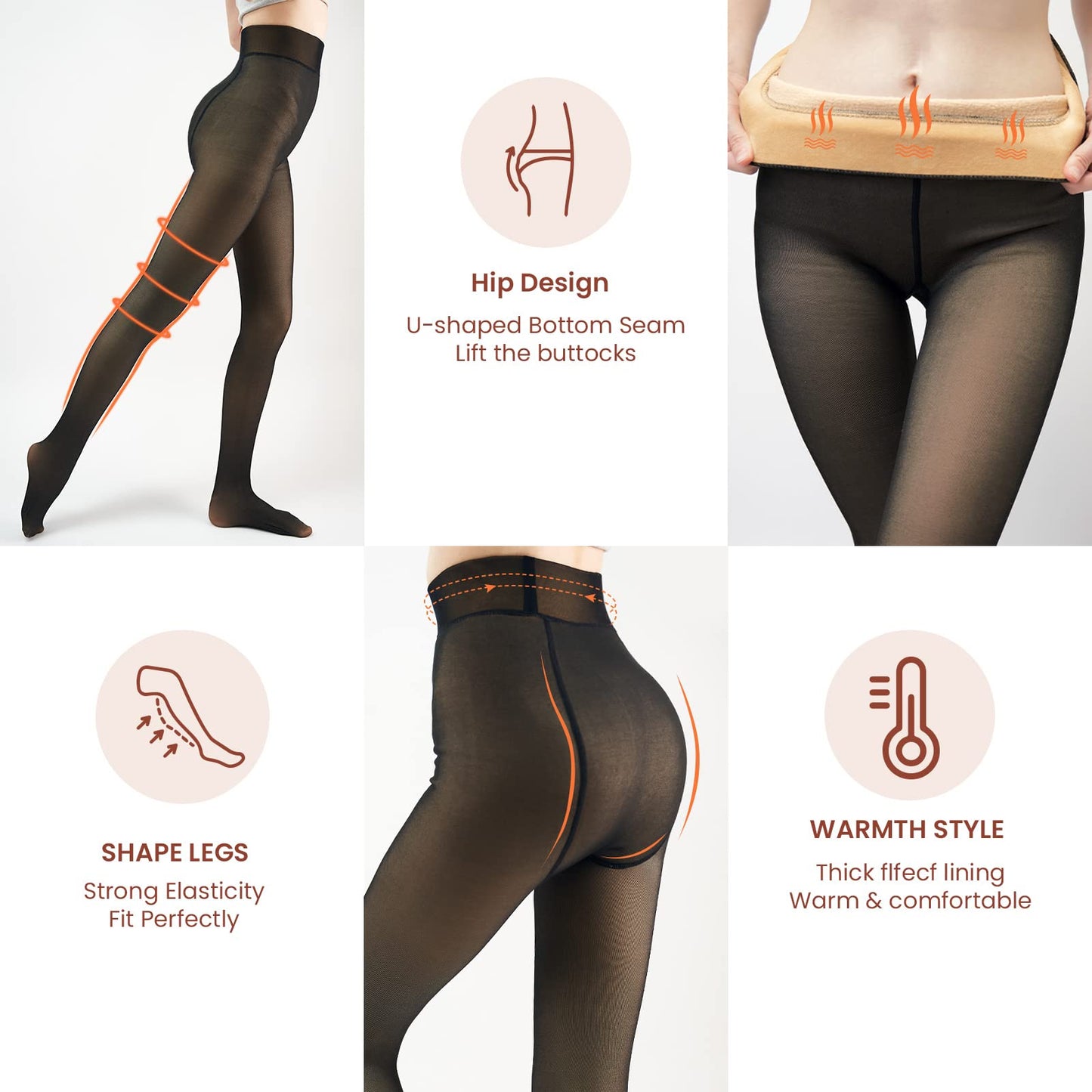 X-CHENG Fleece Lined Tights Sheer Women - Fake Translucent Warm Pantyhose Leggings Sheer Thick Tights for Winter - Medaid International