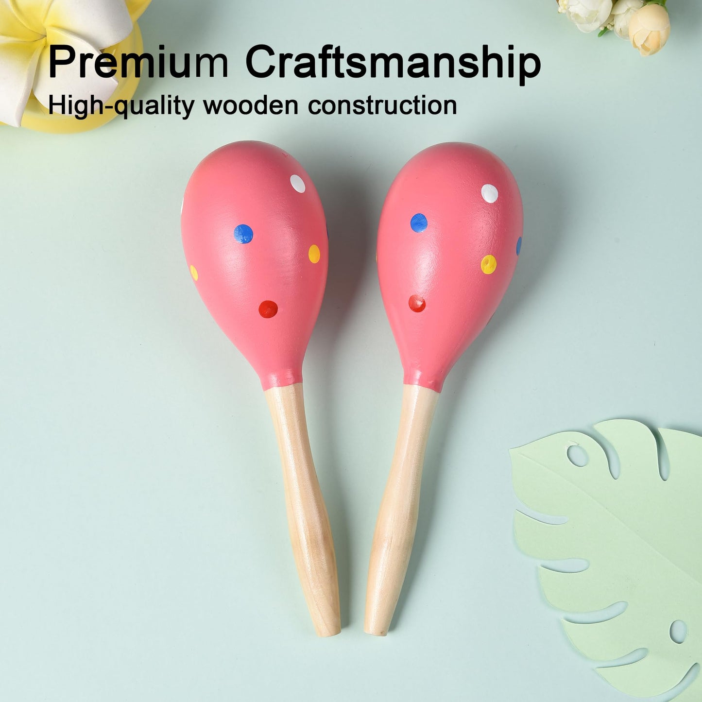 TDOCK Maracas for Adults Kids Babies, Wooden Maracas Shaker Musical Instrument, Pink - Medaid International
