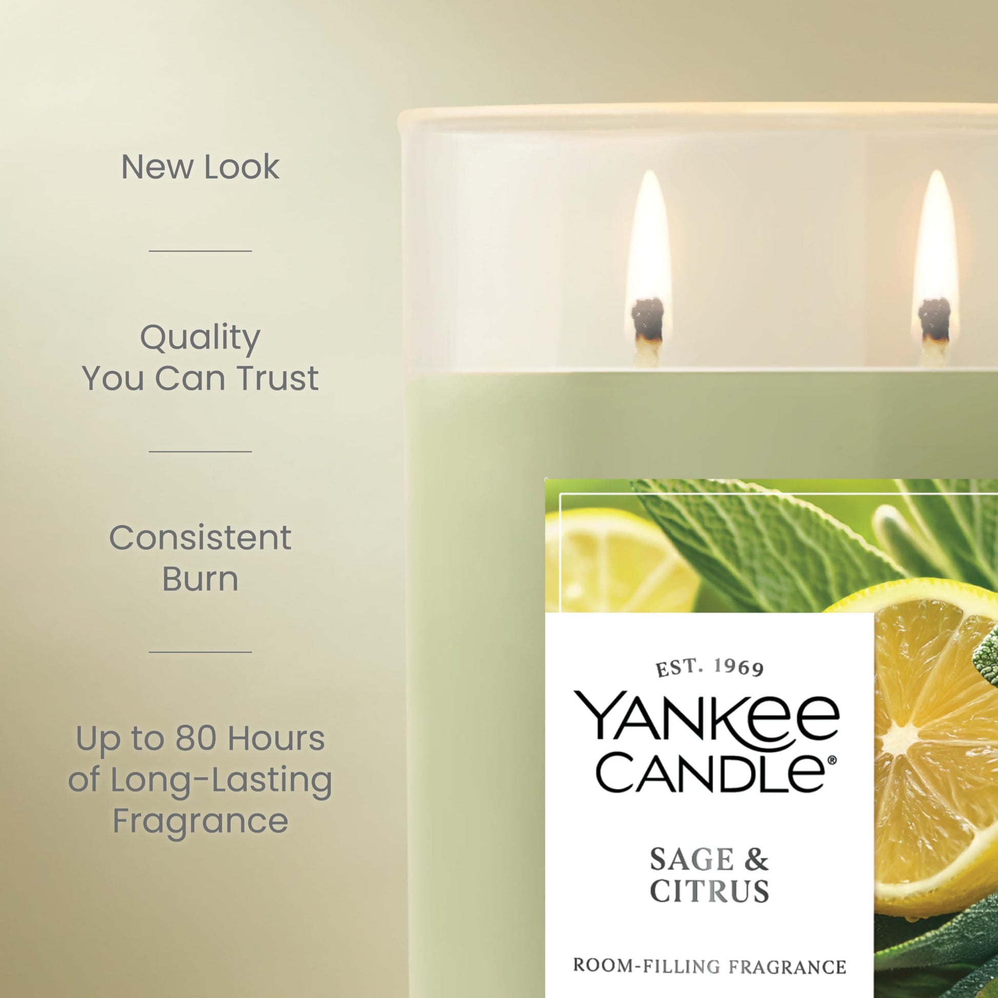 Yankee Candle Large Tumbler Scented Candle with up to 80 Hour Burn Time, Premium Plant Wax Blend for Consistent Burn, 20 oz Tumbler Candle with Room Filling Fragrance, Sage & Citrus - Medaid International