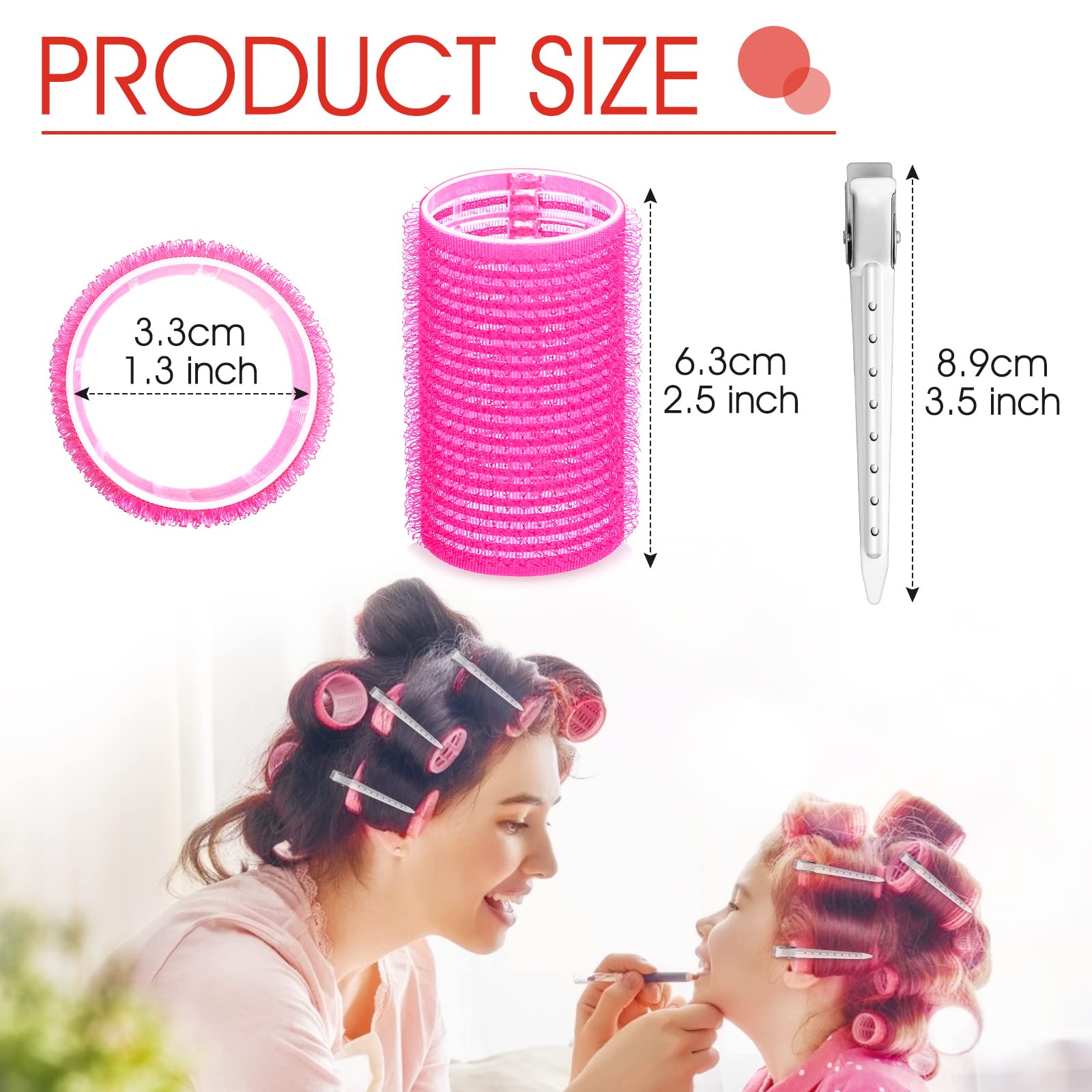 Hair Curlers Rollers, 12Pcs Hair Rollers Hair Curlers Self Grip Holding Rollers with 12 Pcs Hair Clips for Long Medium Short Thick Fine Thin Hair Bangs Volume - Medaid International