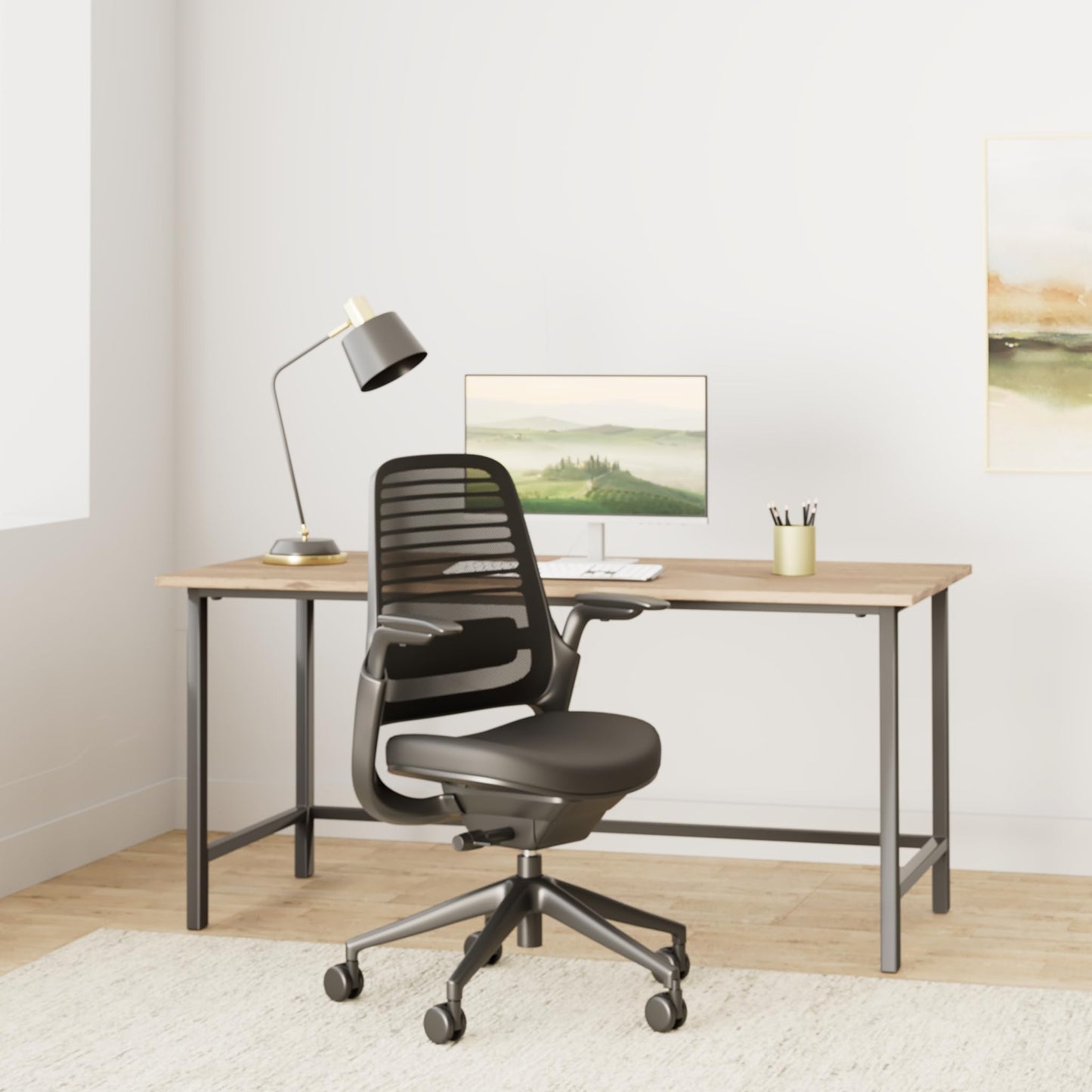 Steelcase Series 1 Office Chair - Ergonomic Work Chair with Wheels for Carpet - Helps Support Productivity - Weight-Activated Controls, Back Supports & Arm Support - Easy Assembly - Licorice - Medaid International