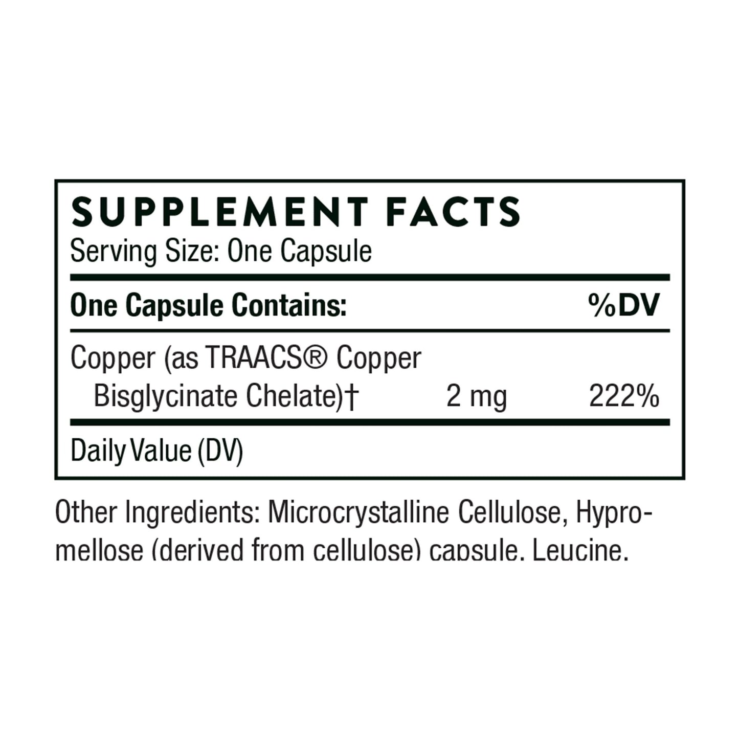 THORNE - Copper Bisglycinate - Well-Absorbed Trace Mineral Supplement - 60 Capsules - Medaid International