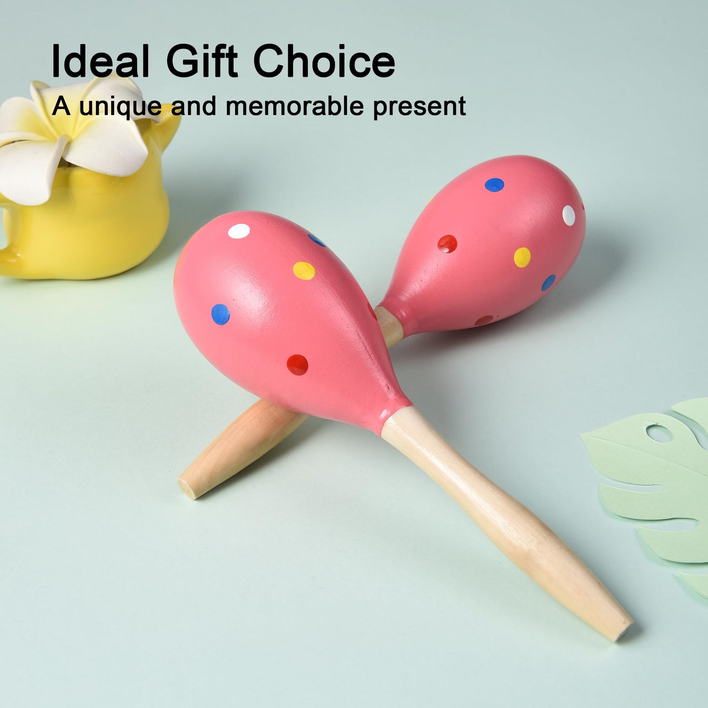 TDOCK Maracas for Adults Kids Babies, Wooden Maracas Shaker Musical Instrument, Pink - Medaid International