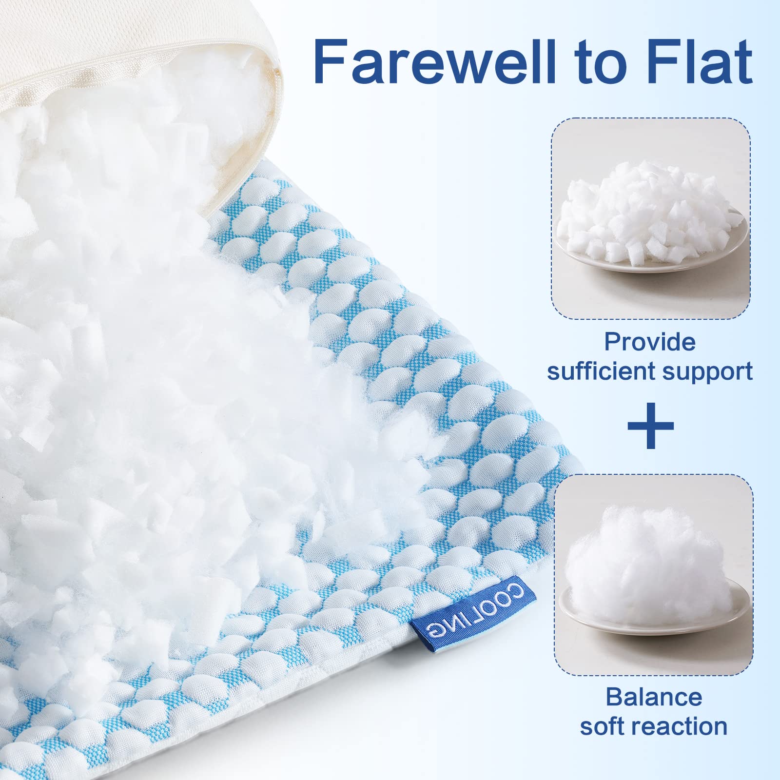 EASELAND Firm Pillow Shredded Memory Foam(Adjustable Loft), Cooling Breathable for Sleeping Queen Size 2 Pack - Medaid International
