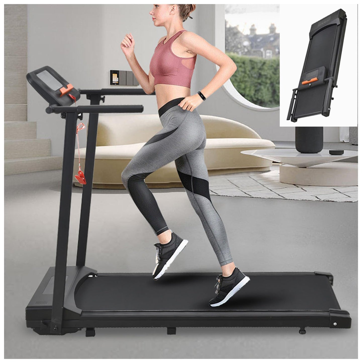 Llchaensc Walking Pad under Desk Treadmill Walking Treadmill Max Speed 8Km/H 2 in 1 Treadmills for Home Office Desk Treadmill for Walking Jogging Running - Medaid International