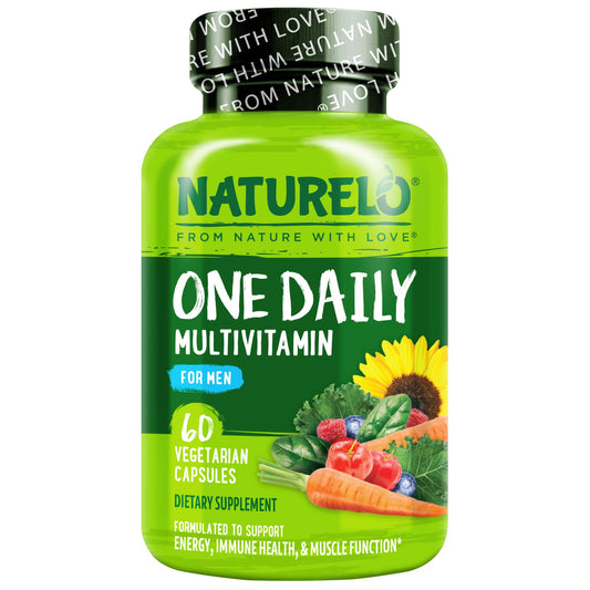 NATURELO Mens Multivitamins - One Daily Multivitamin for Men with Vitamins, Minerals & Organic Whole Foods, Boost Energy & Health, Non-GMO, 60 Vegetarian Capsules - Medaid International