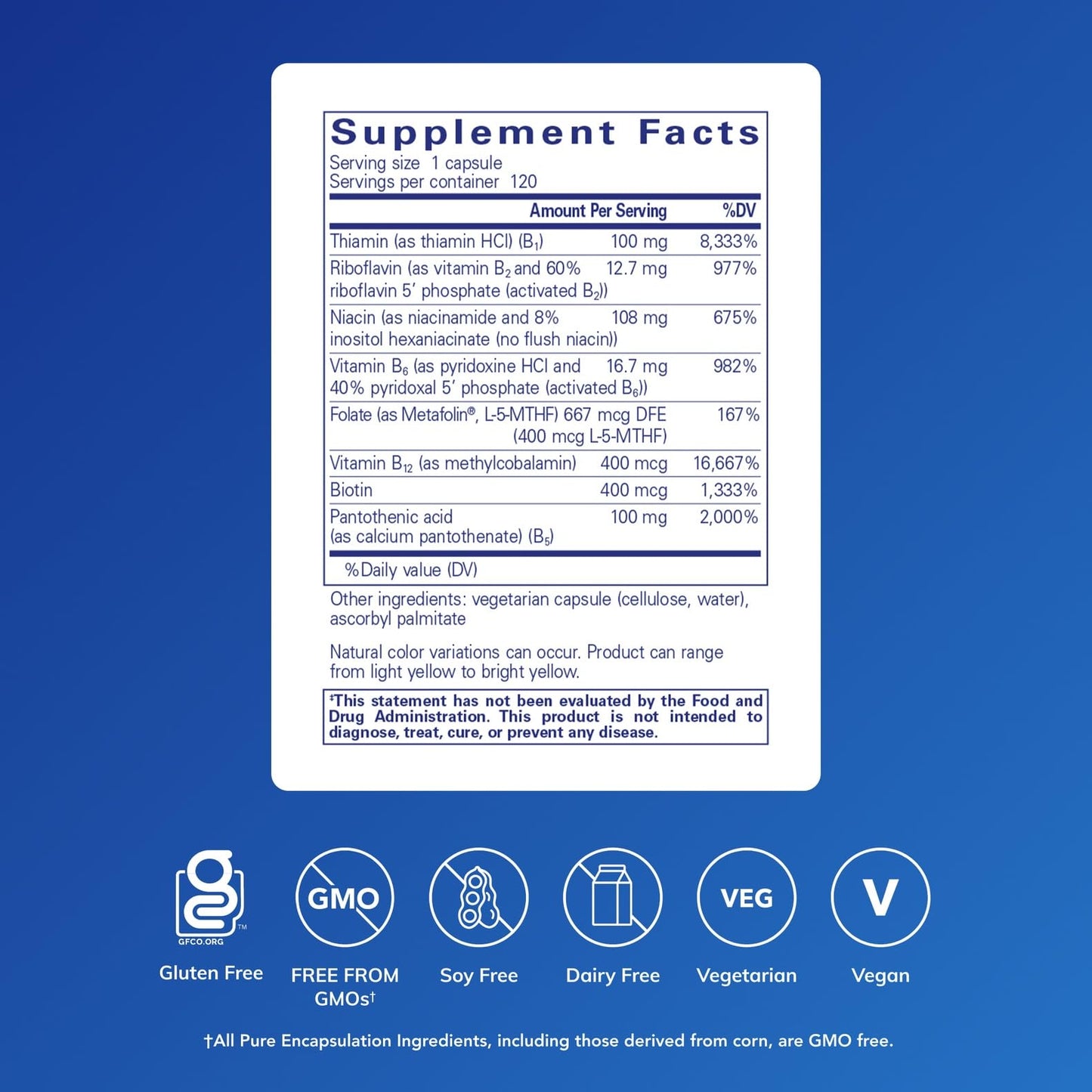 Pure Encapsulations B-Complex Plus - B Vitamins Supplement to Support Neurological Health, Cardiovascular Health, Energy Levels & Nervous System Support* - with Vitamin B12 & More - 120 Capsules - Medaid International