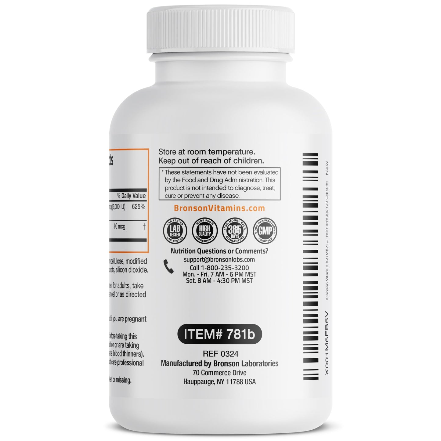 Bronson Vitamin K2 (MK7) with D3 Supplement Non-GMO Formula 5000 IU Vitamin D3 & 90 mcg K2 MK-7 Easy to Swallow D & K Complex, 120 Capsules - Medaid International