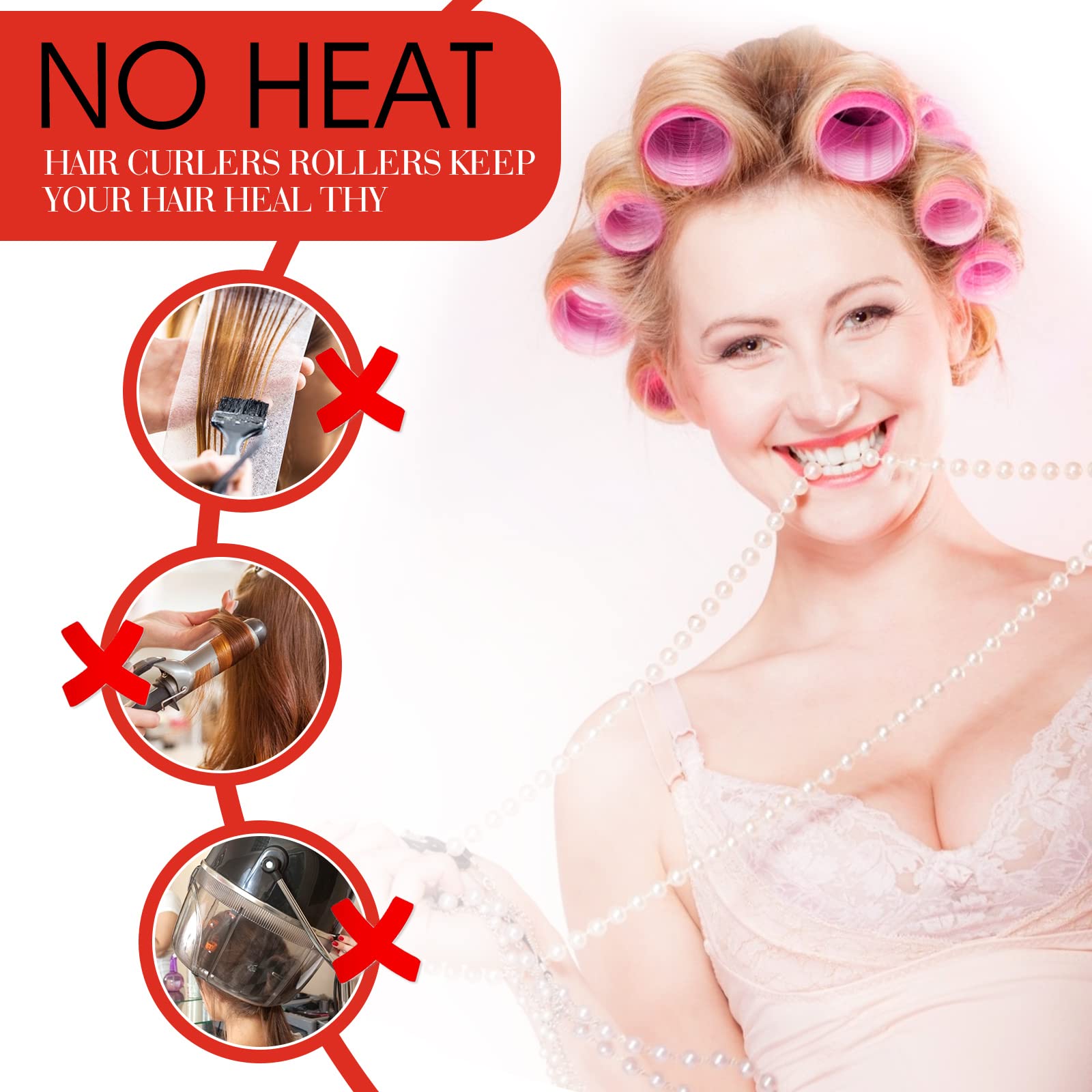 Hair Curlers Rollers, 12Pcs Hair Rollers Hair Curlers Self Grip Holding Rollers with 12 Pcs Hair Clips for Long Medium Short Thick Fine Thin Hair Bangs Volume - Medaid International
