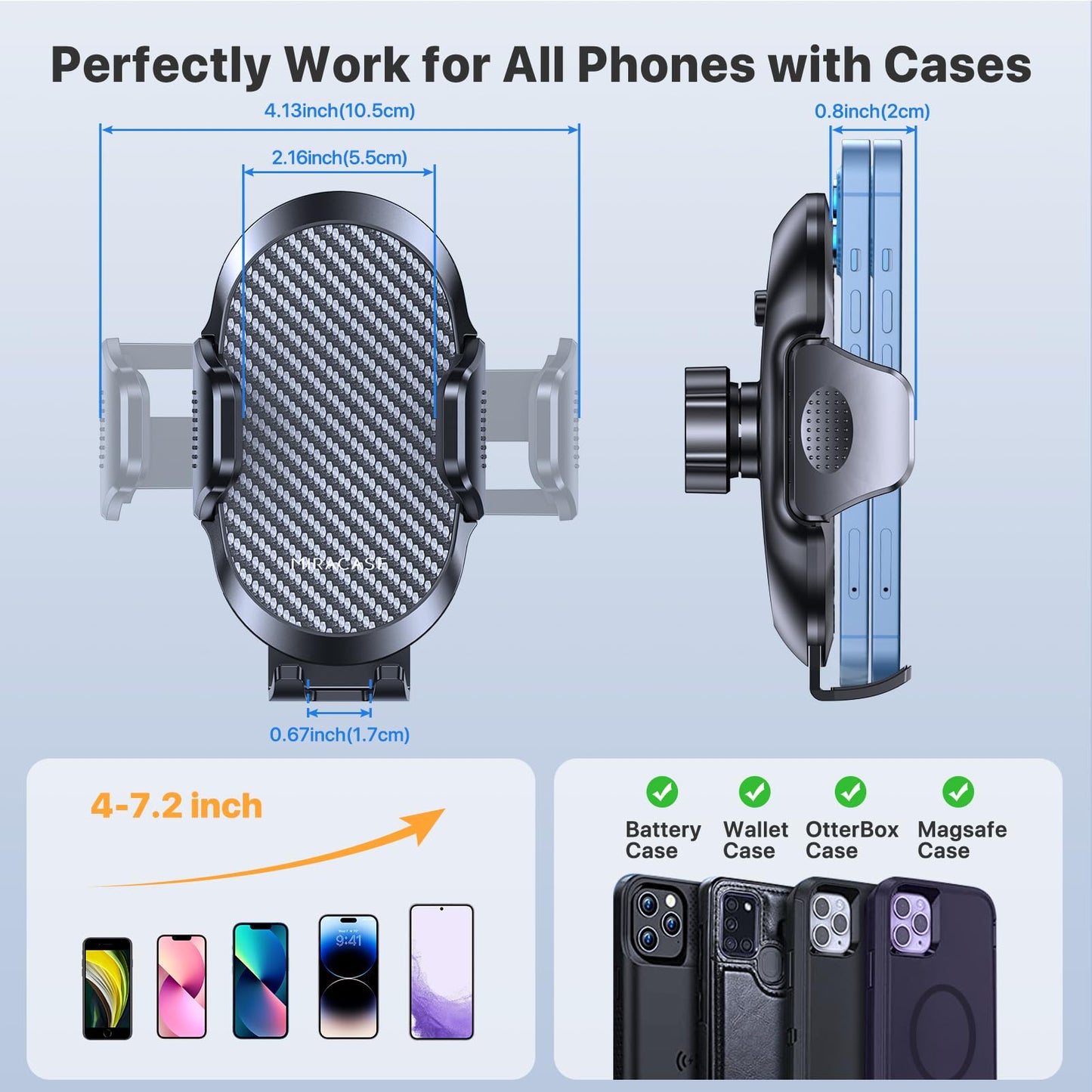 Miracase Phone Holders for Your Car with Metal Hook Clip, Air Vent Cell Phone Stand Car Mount, Universal Automobile Cradle for Garmin GPS Fit iPhone Android and All Smartphones, Dark Black - Medaid International