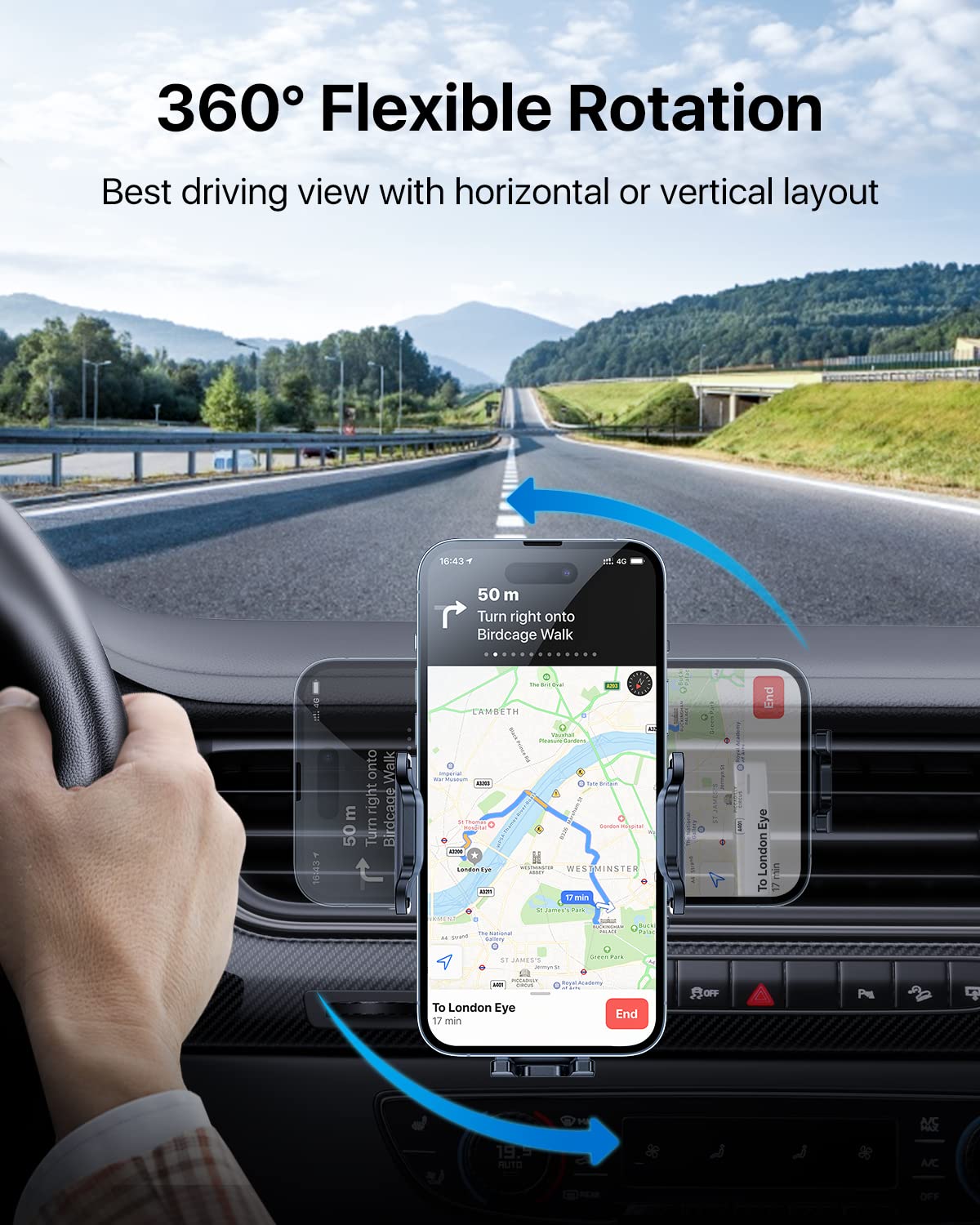andobil Phone Holders for Your Car - Air Vent Phone Mount, Ultra-Stable Metal Clip with Anti-Shake & 360° Rotation, Universal Car Mount Fit iPhone 17/16/15/14/13/12 Pro Max/Android/Samsung Galaxy - Medaid International