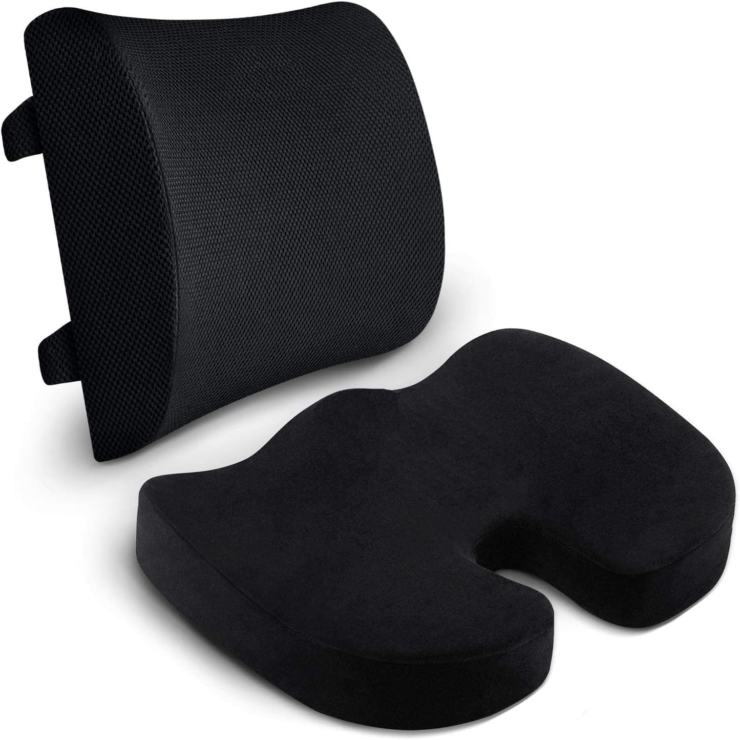 Back & Seat Cushions, Lumbar Support Pillow with Adjustable Strap-Chair, Cushions for Sciatica Pain Relief with Washable Cover, Orthopedic Seat Cushion and Lumbar Support Pillow for Office Chair - Medaid International