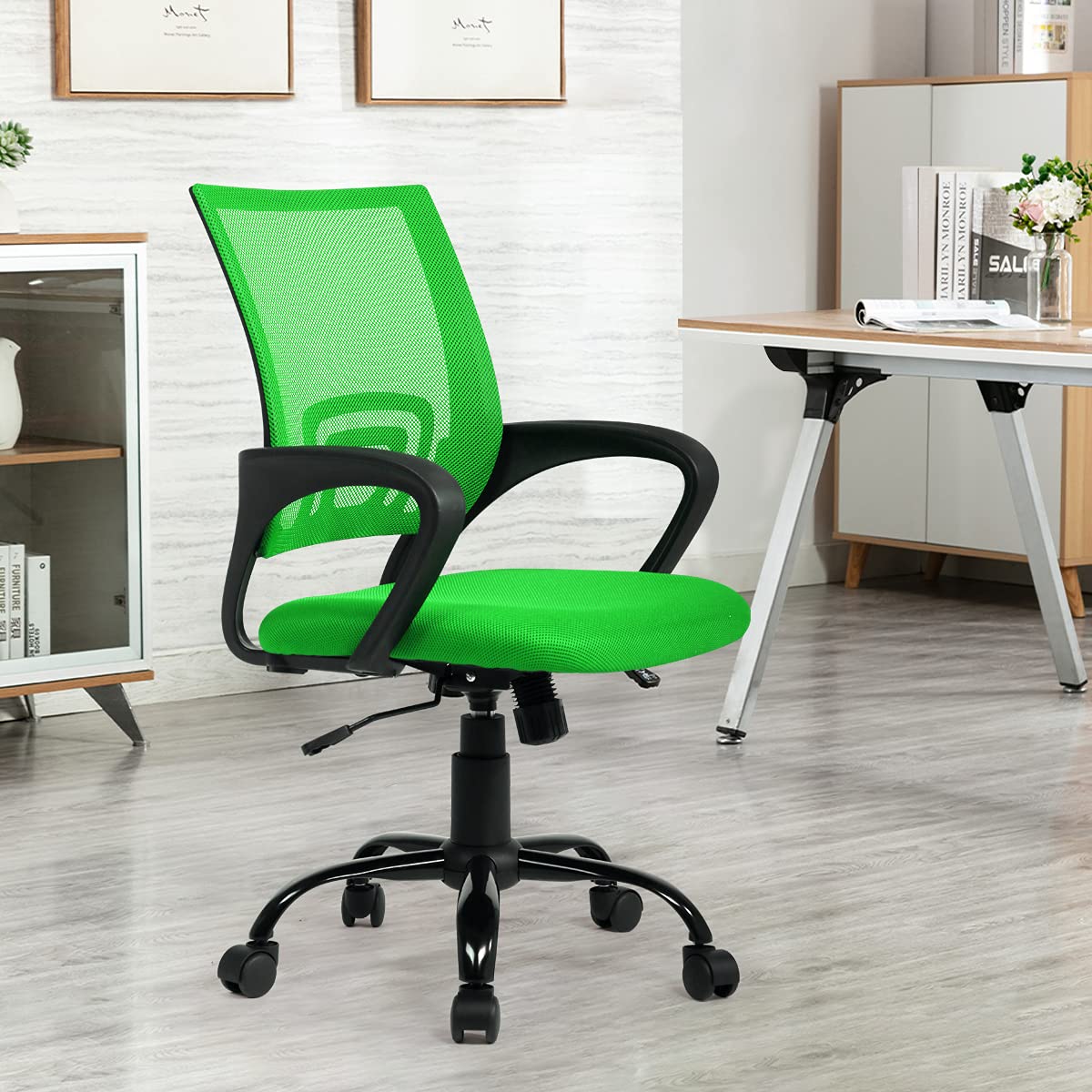 ELLASSAY Home Office Chair Meeting Chair Desk Chair Mesh Computer Chair Ergonomic Chair with Lumbar Support Modern Executive Adjustable Comfortable Mid Back Chair Task Rolling Swivel,Green - Medaid International
