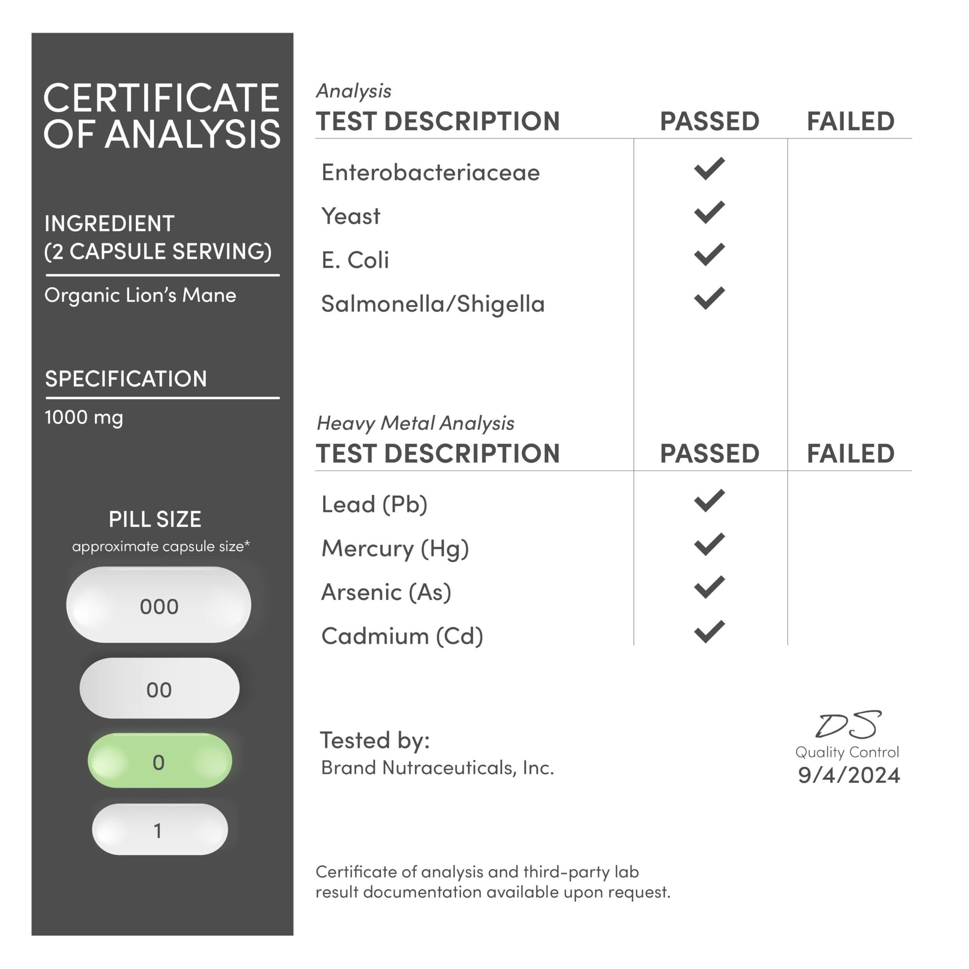 Organic Lions Mane Mushroom Capsules (120 Count), for Brain Support and Immune Health, Third Party Tested and Grown in The USA - by Double Wood - Medaid International