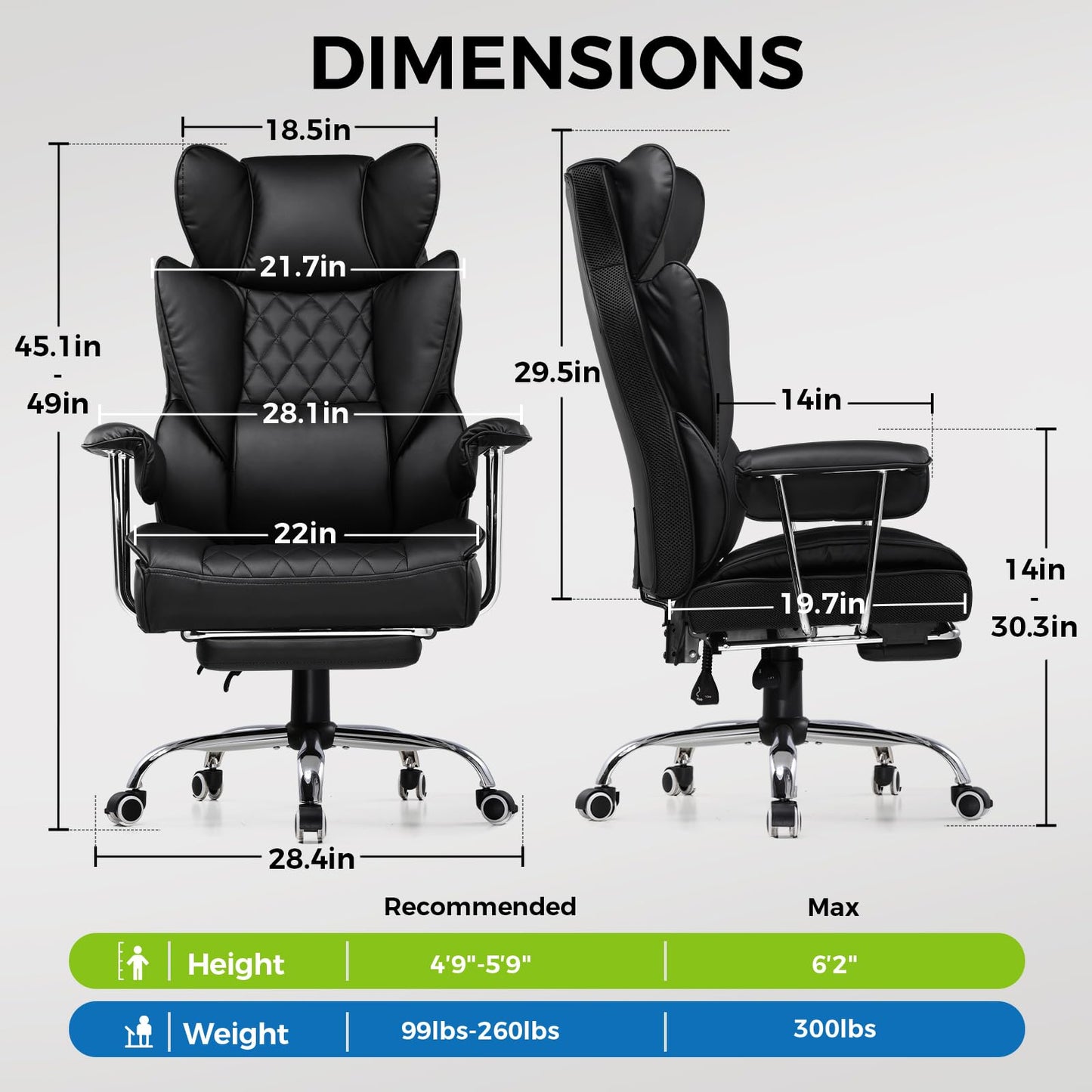 GTRACING Gaming Chair,Office Chair with Pocket Spring Lumbar Support, Ergonomic Comfortable Wide Office Desk Computer Chair with Outward Fixed Soft Armrests and Footrest (PU Leather, Black) - Medaid International