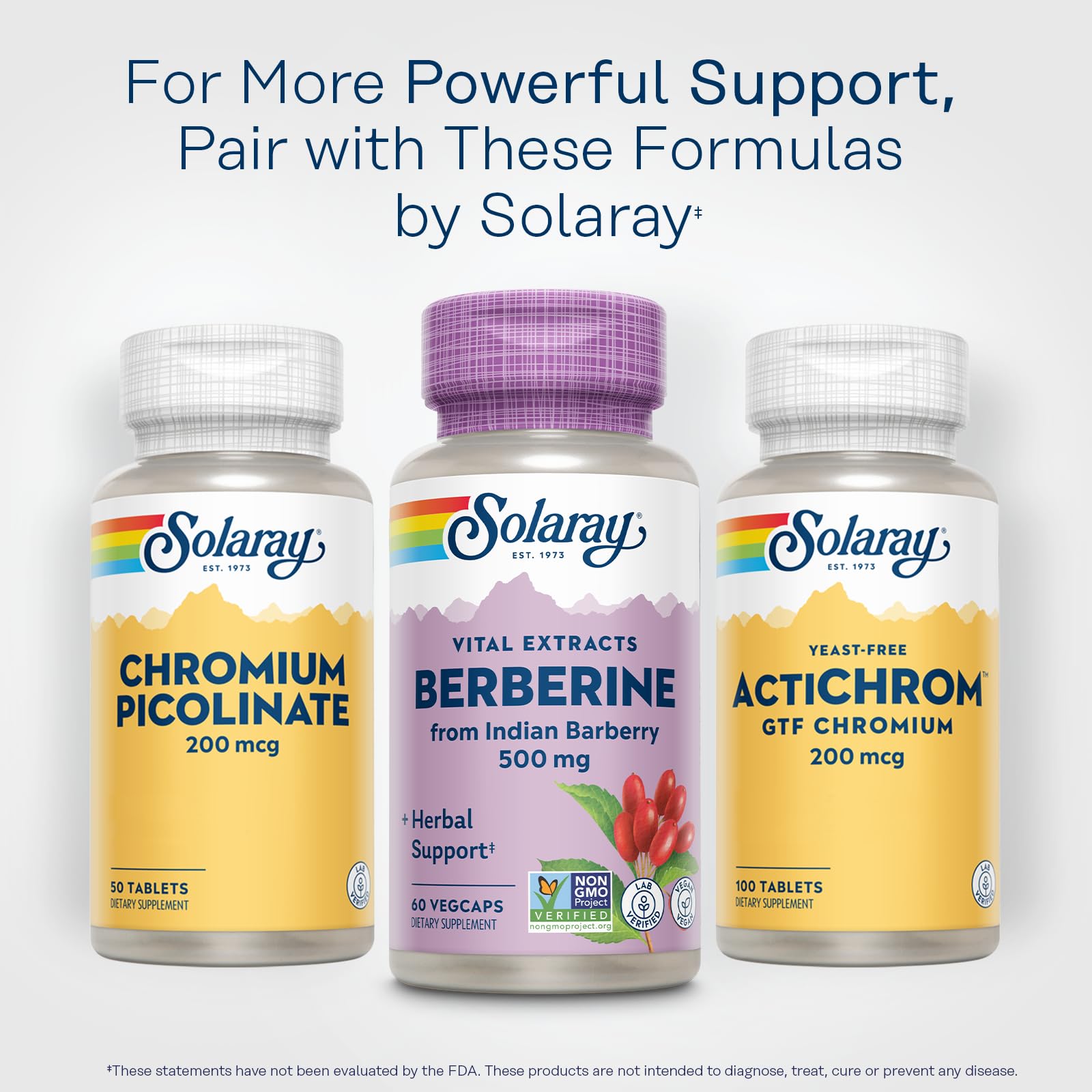 SOLARAY Berberine 500mg - Berberine Supplement for a Healthy, Active Lifestyle - with Berberine HCl from Indian Barberry - Vegan, Non-GMO, 60-Day Guarantee, Lab Verified - 60 Servings, 60 VegCaps - Medaid International