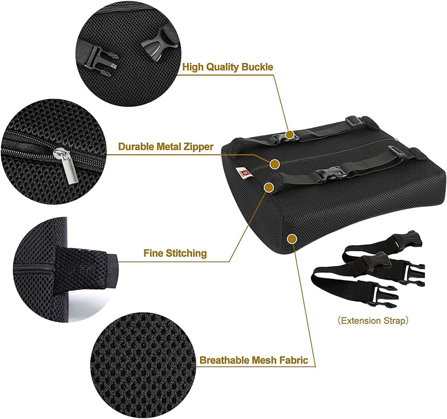 Back & Seat Cushions, Lumbar Support Pillow with Adjustable Strap-Chair, Cushions for Sciatica Pain Relief with Washable Cover, Orthopedic Seat Cushion and Lumbar Support Pillow for Office Chair - Medaid International