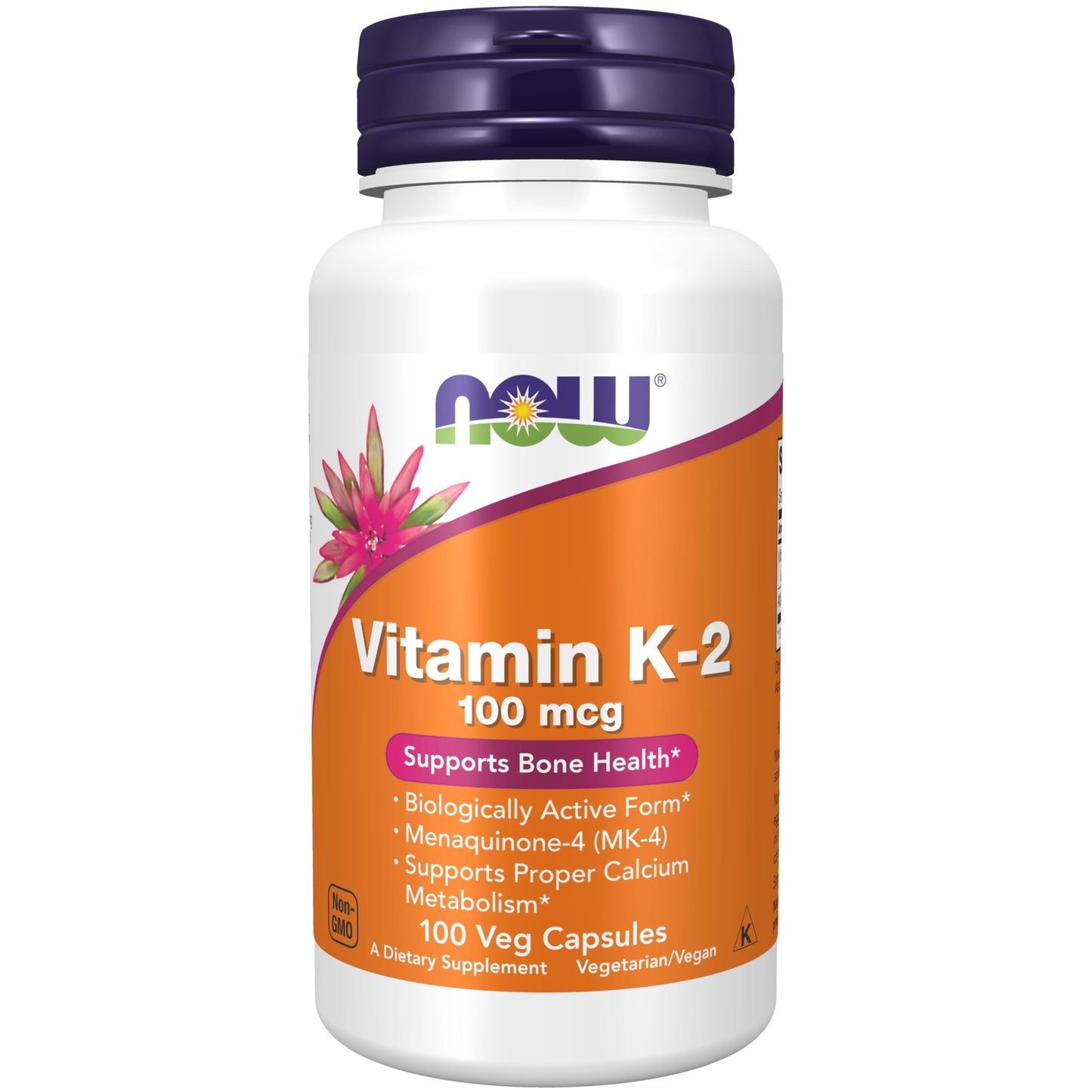 NOW Foods Supplements, Vitamin K-2 100 mcg, Menaquinone-4 (MK-4), Supports Bone Health*, 100 Veg Capsules - Medaid International