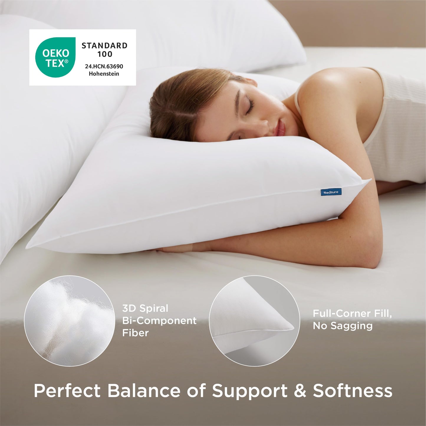 Bedsure Pillows Queen Size Set of 2 - Soft Bed Pillows for Sleeping 2 Pack, Fluffy and Supportive, Hotel Quality, Original Down Alternative Filling for Side, Back Sleepers - Medaid International