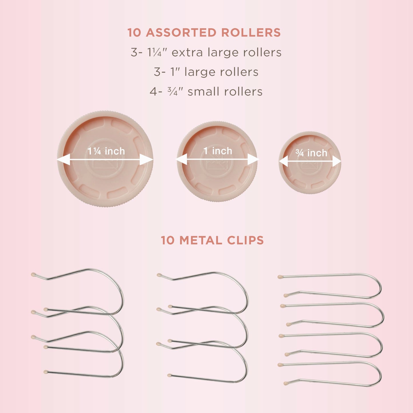 Conair Instant Heat Compact Hot Rollers for Long, Medium, and All Hair - Hair Curler - Hair Roller Clips Included - 1 1/4-inch, 1-inch, and 3/4-inch Rollers - Medaid International