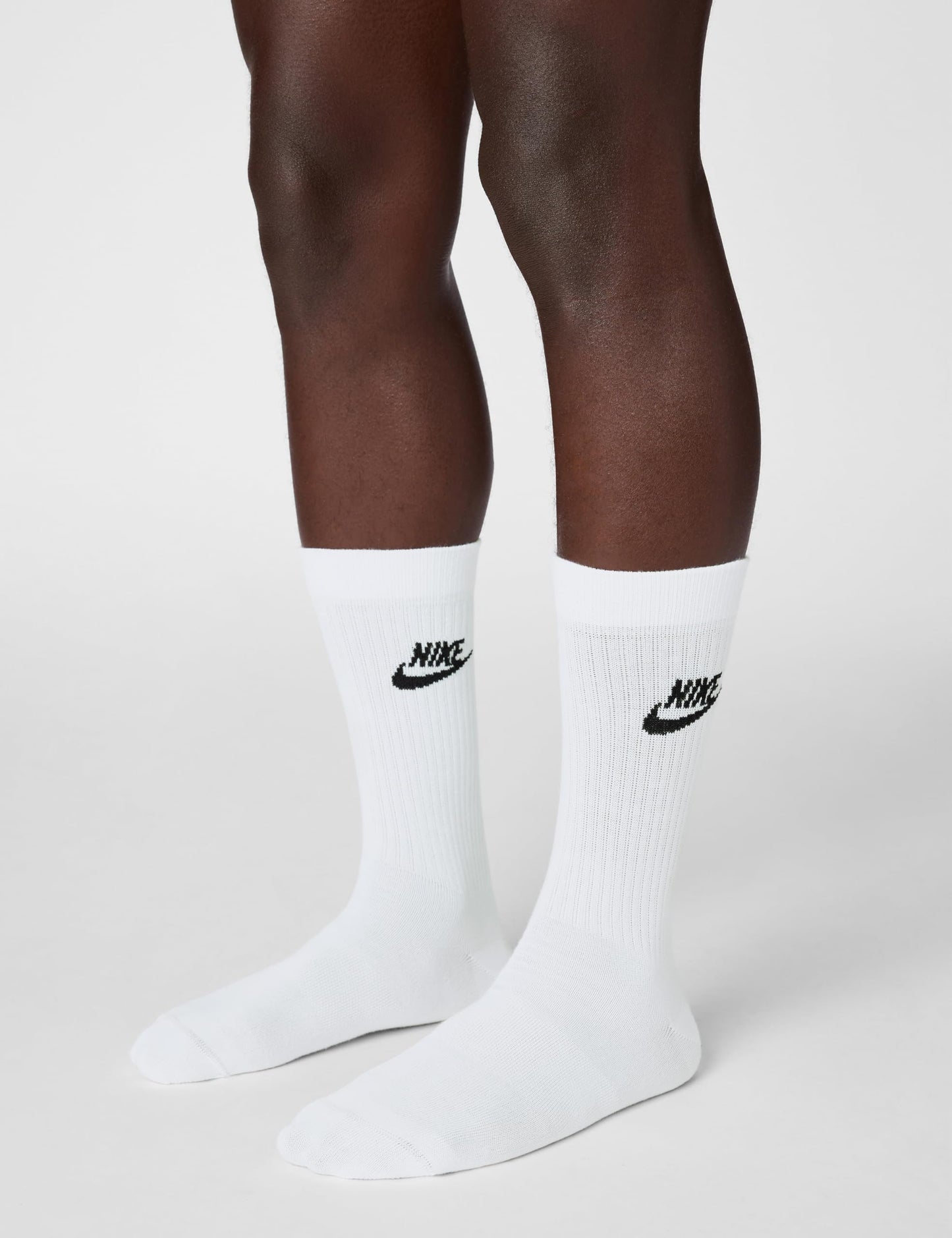 Nike Unisex Sportswear Everyday Essential Crew Socks (3 Pairs), White/Black, Large - Medaid International