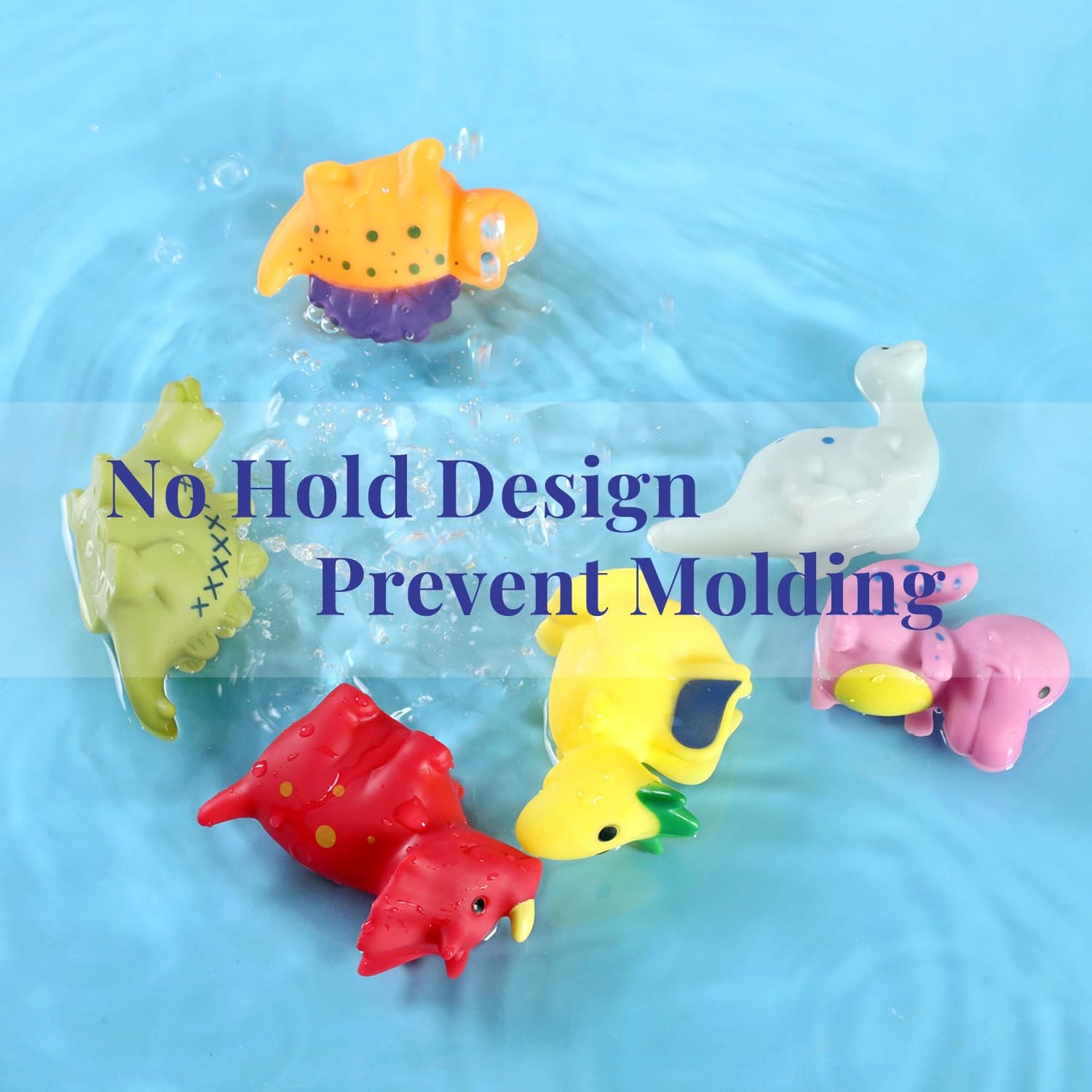 XY-WQ Bath Toys No Hole, for Infants 6-12& Toddlers 1-3, No Hole Bathtub Toys (Dinosaur, 6 Pcs with Mesh Bag) - Medaid International