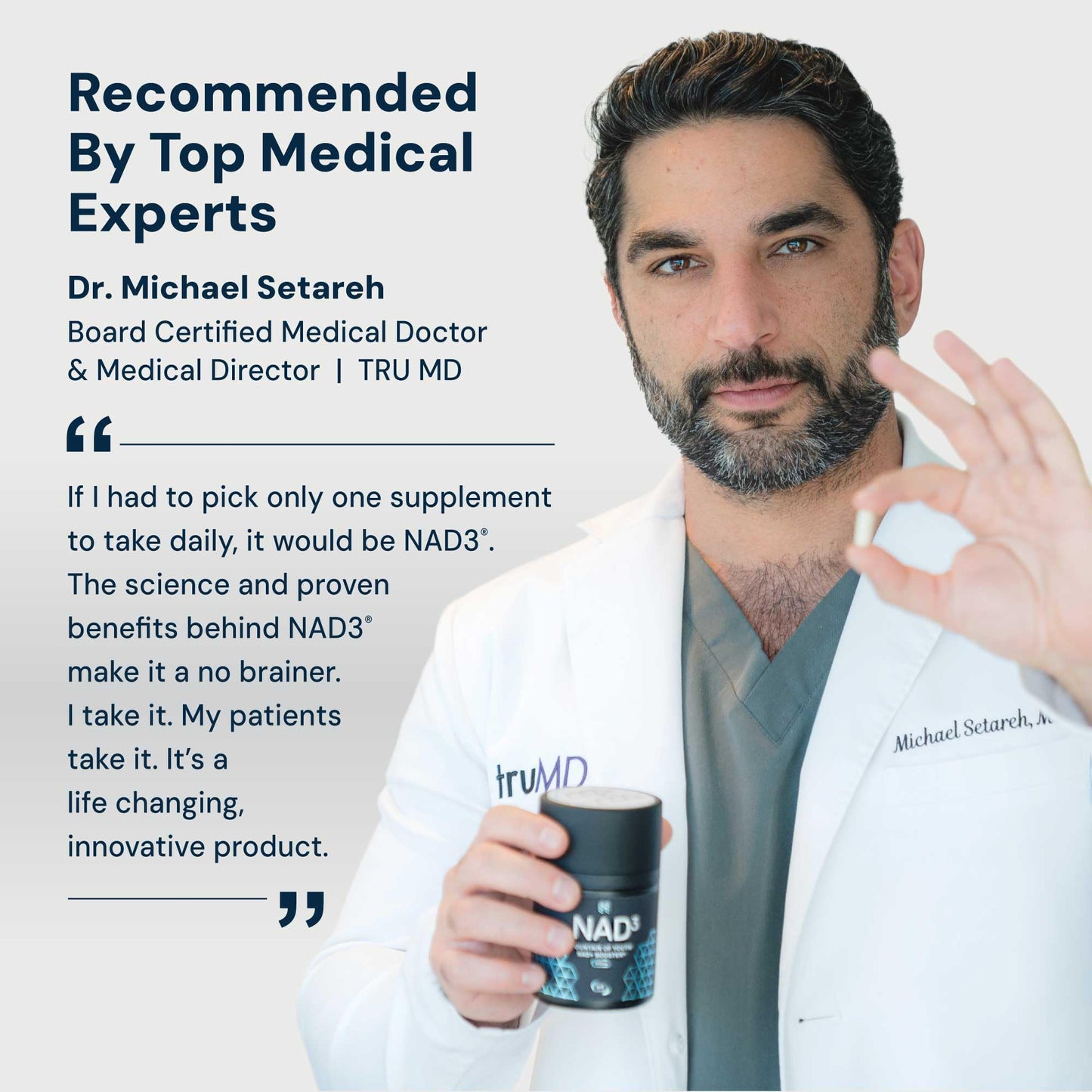 HPN NAD3 Clinical NAD+ Booster, Cellular Health & Natural Energy - NAD Supplement for Healthy Aging, Metabolic Support, NRF2 & Longevity, Nicotinamide Riboside & NMN Alternative, 60ct, 30-Day Supply - Medaid International