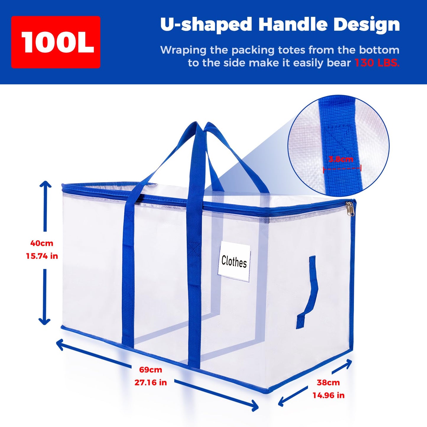 ZFWDSY 105L Moving Bags 6 pack Storage Bag Large Moving Boxes with Lids, Zippers Handles for Moving Totes Bins, College Dorm, Traveling, Camping, Christmas - Medaid International