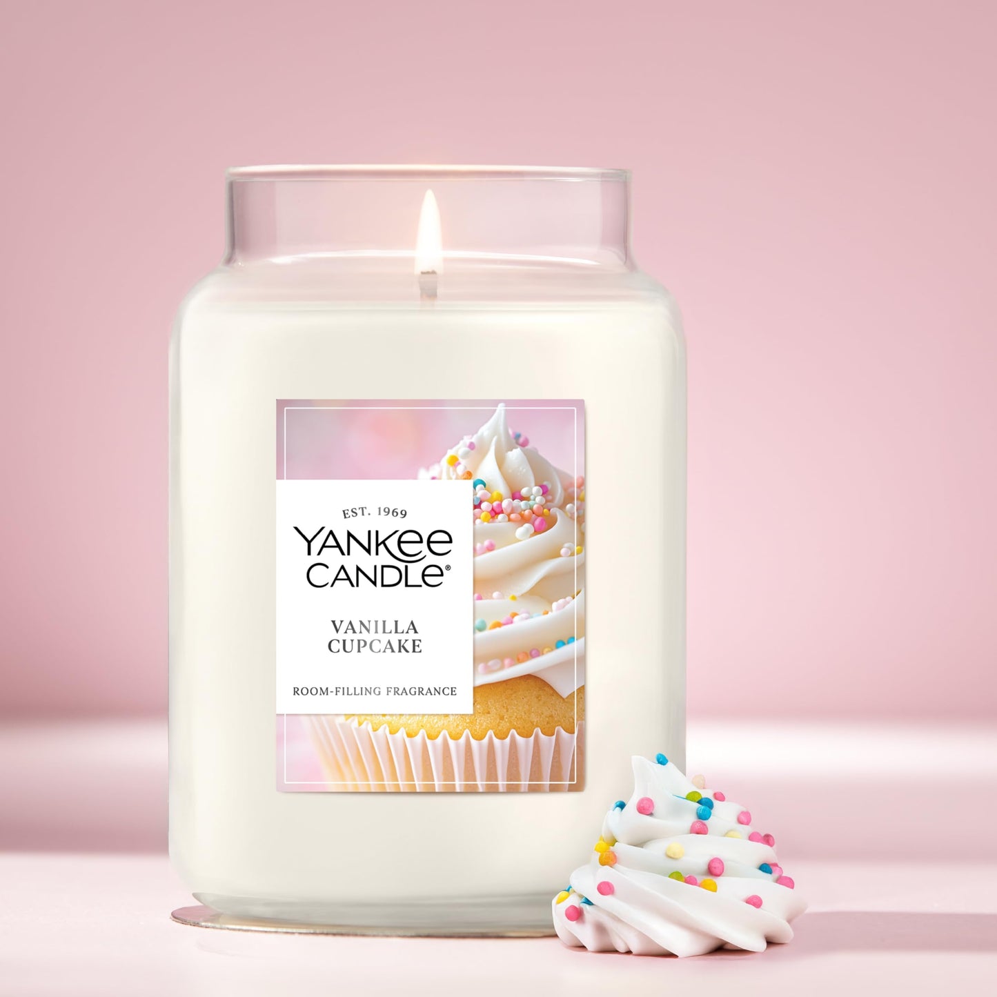 Yankee Candle Vanilla Cupcake Scented Candle, 22oz Large Jar with up to 150 Hour Burn Time, Giftable, Birthdays - Medaid International
