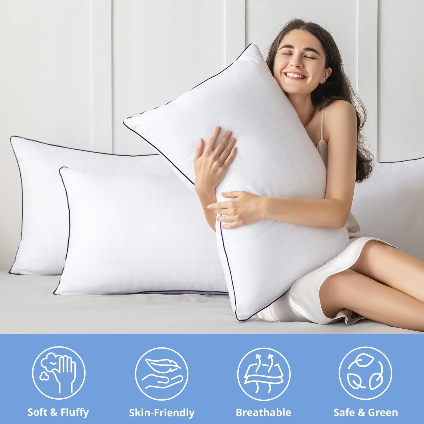 JOLLYVOGUE Queen Size Bed Pillow 1-Pack?Single Pillow for Sleeping, Breathable and Supportive with Down Alternative Fill, Hotel Collection Pillow for Side, Back, and Stomach Sleepers - Medaid International