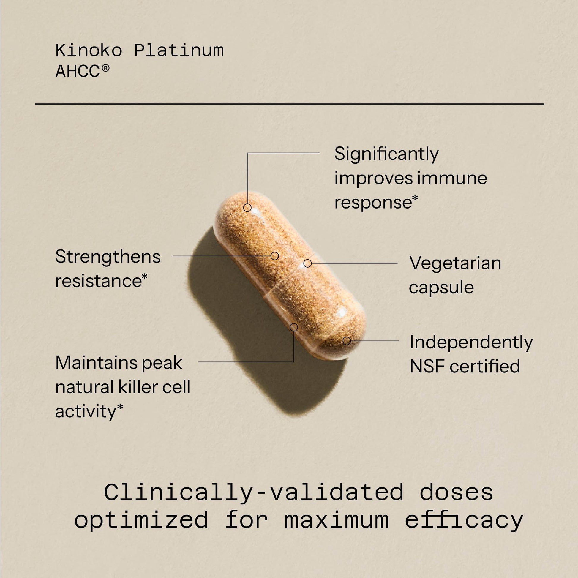 Quality of Life Premium Kinoko Platinum AHCC Herbal Supplement, 750mg per Capsule, for Immune Support, Liver Function, Maintains Natural Killer Cell Activity, Pack of 1, 60 Veggie Capsules - Medaid International