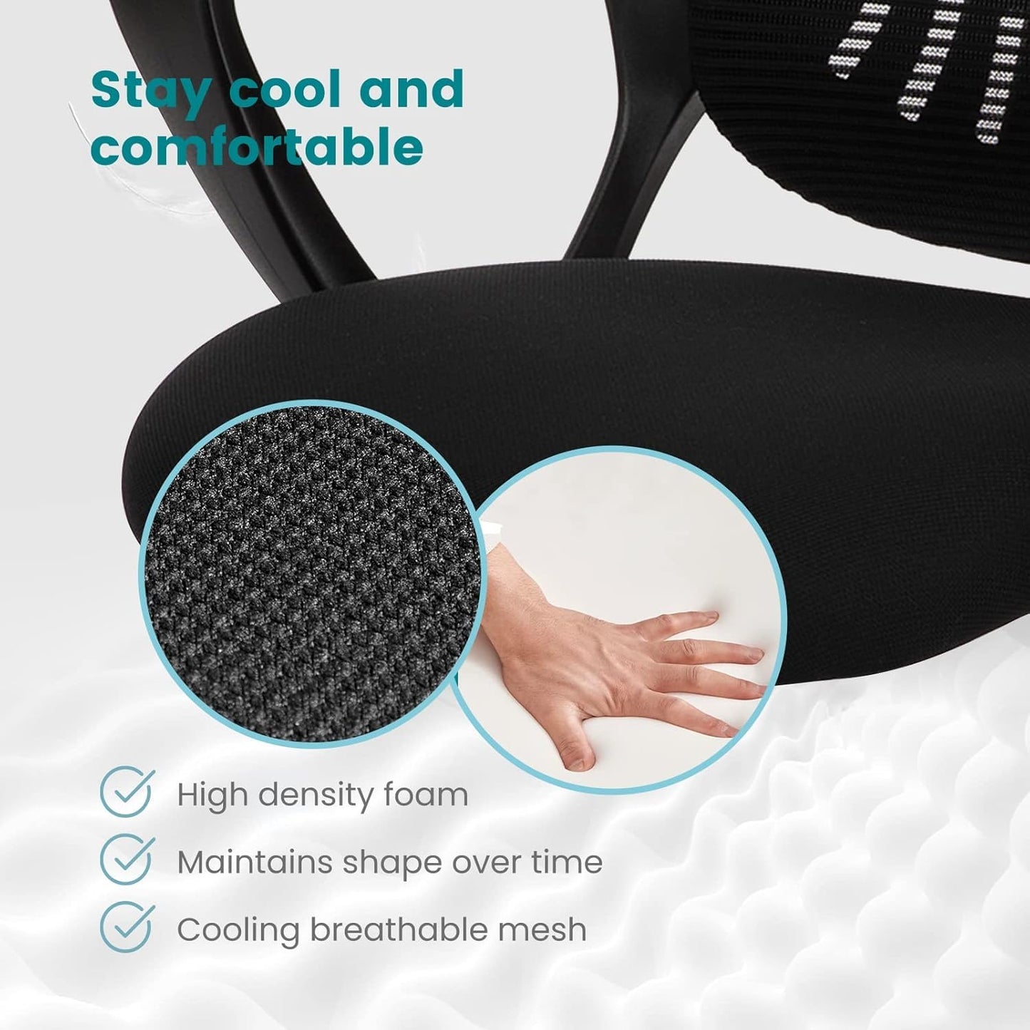 SMUG Home Office Computer Desk Chair - Ergonomic Mid-Back Mesh Swivel Rolling Work with Wheels, Comfy Lumbar Support and Armrest, for Bedroom, Study, Dorm, Student, Adults - Medaid International