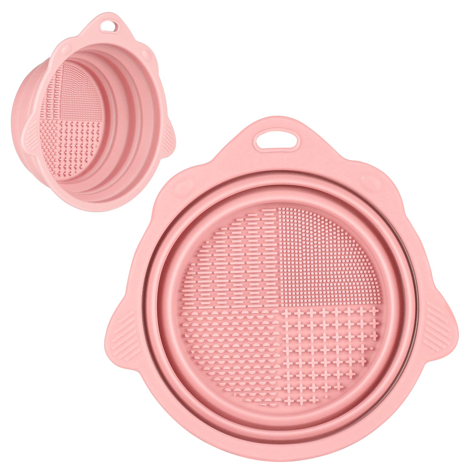 Foldable Silicone Makeup Brush Cleaner Bowl - Etercycle Portable Cleaning Tool for Brushes, Powder Puffs, and Sponges (Pink) - Medaid