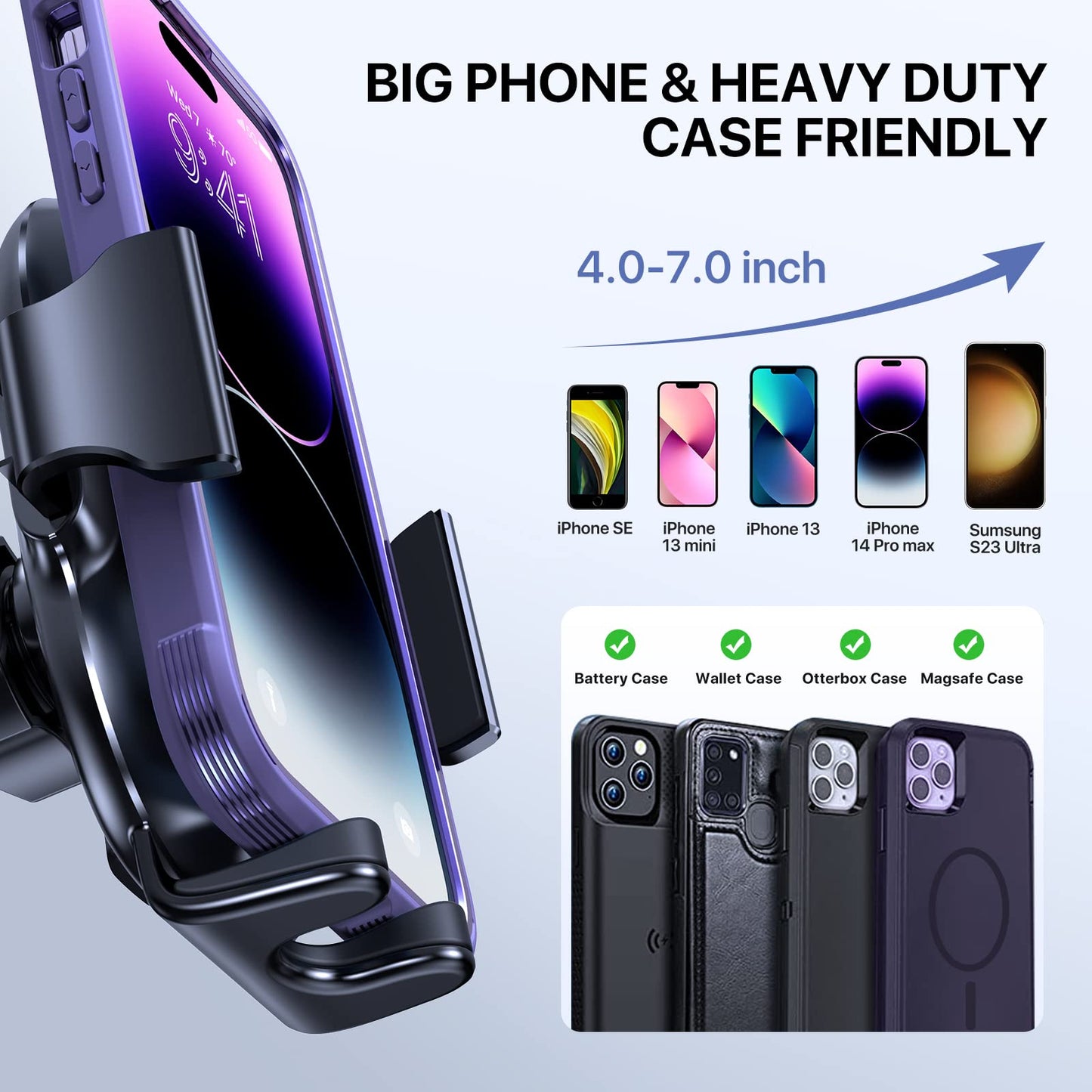 Miracase Upgraded-2nd Generation Universal Phone Holders for Your Car, 3 in 1 Air Vent Car Phone Holder Mount Compatible with iPhone 17/16/15/14/13/12/11 Series and All Phones - Medaid International