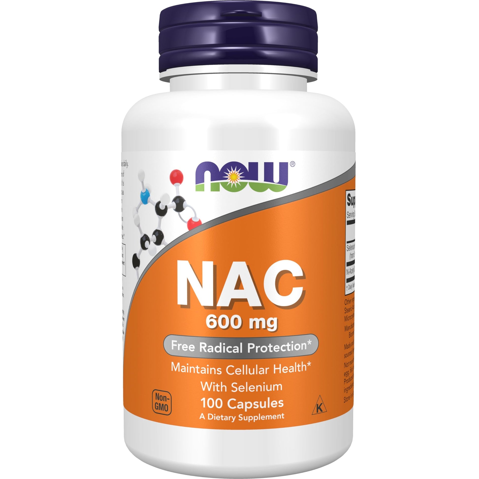 NOW Supplements, NAC (N-Acetyl Cysteine) 600 mg with Selenium 100 Capsules - Medaid International
