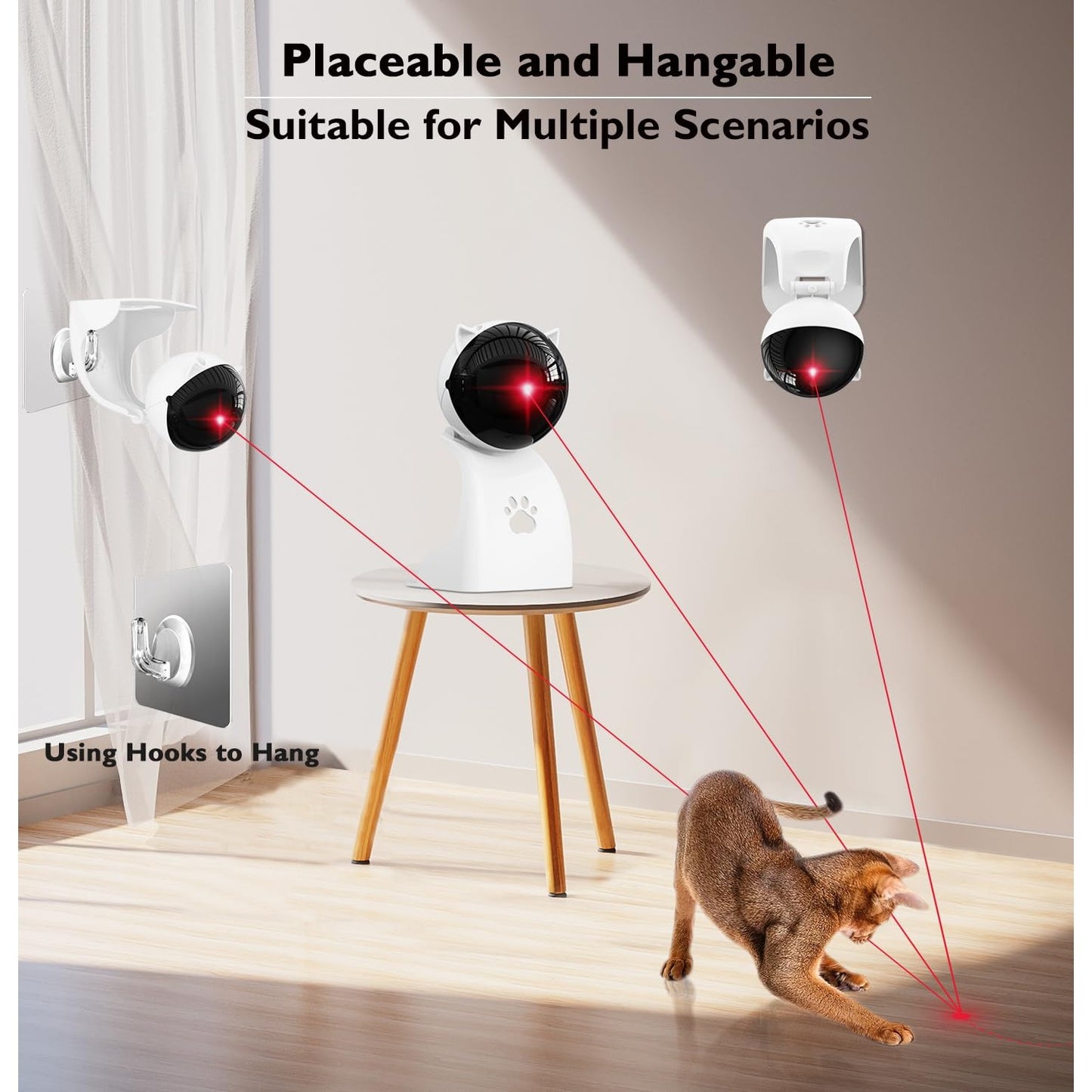 Goopow Interactive Laser Pointer Cat Toys for Indoor Cats,Cat Laser Toy Automatic for Bored Indoor Adult Cats/Kittens/Dogs,USB Rechargeable,3 Speed Modes(Gray) - Medaid International