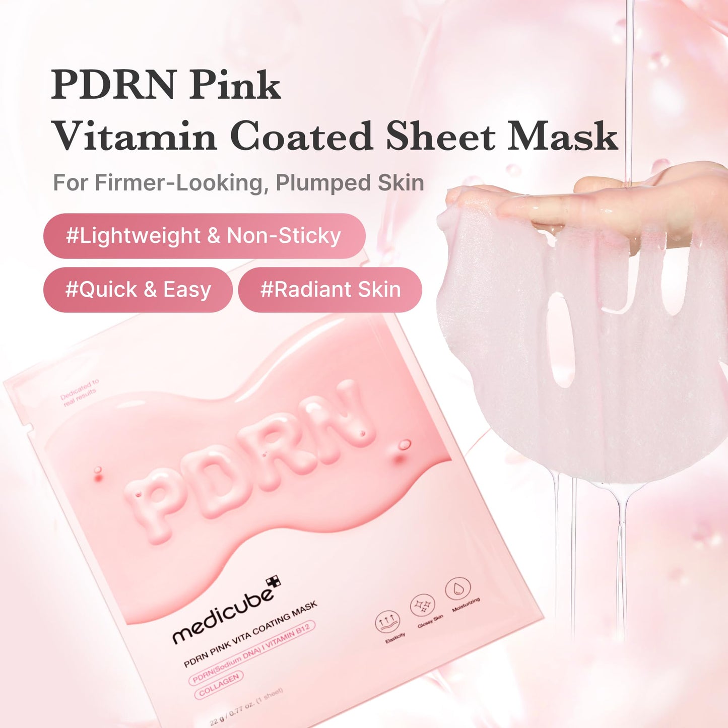 medicube Salmon DNA PDRN Pink Vita Coating Sheet Mask 10EA - Korean sheet mask for glass skin - Luxurious Home care Mask for Hydration, Firming, and Balanced Skin, Korean Skin Care (22g/0.77oz x 10ea) - Medaid International