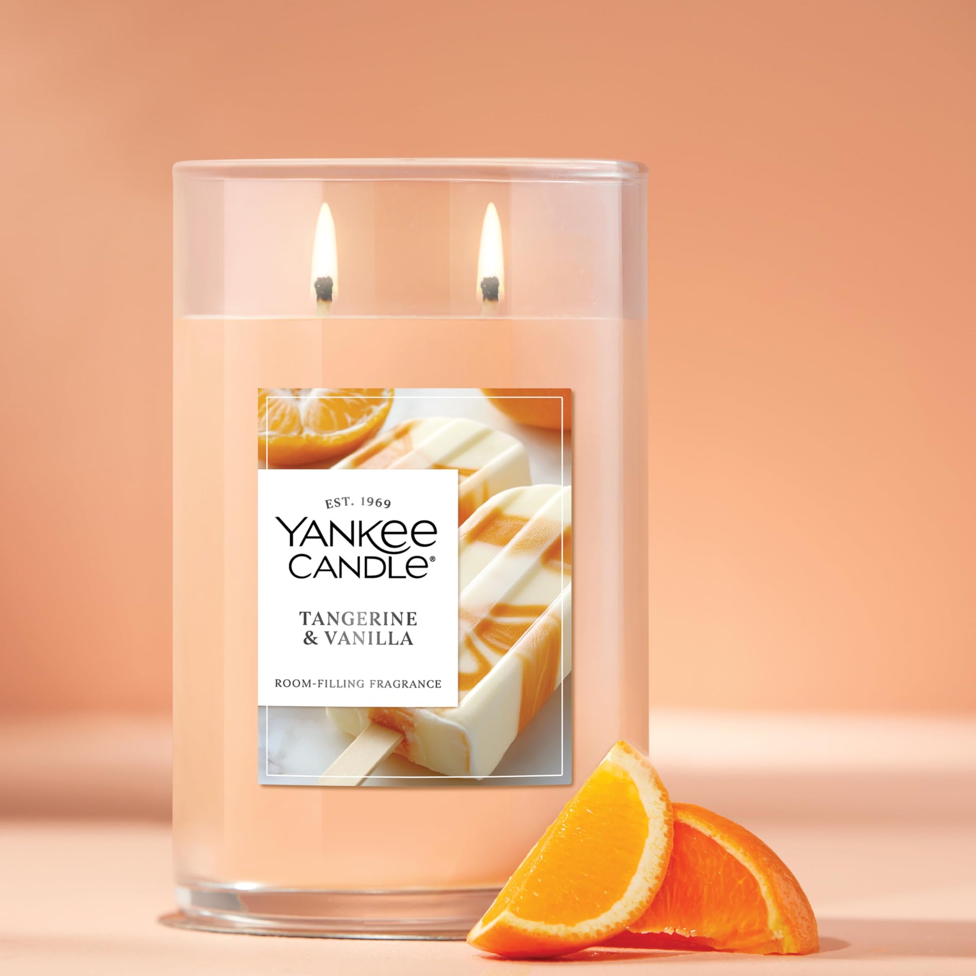 Yankee Candle Large Tumbler Scented Candle with up to 80 Hour Burn Time, Premium Plant Wax Blend for Consistent Burn, 20 oz Tumbler Candle with Room Filling Fragrance, Tangerine & Vanilla - Medaid International