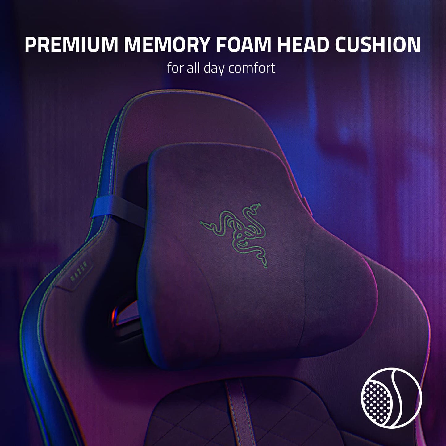 Razer Enki Gaming Chair: All-Day Comfort - Built-in Lumbar Arch - Optimized Cushion Density - Dual-Textured, Eco-Friendly Synthetic Leather - Reactive Seat Tilt & 152-Degree Recline - Black/Green - Medaid International