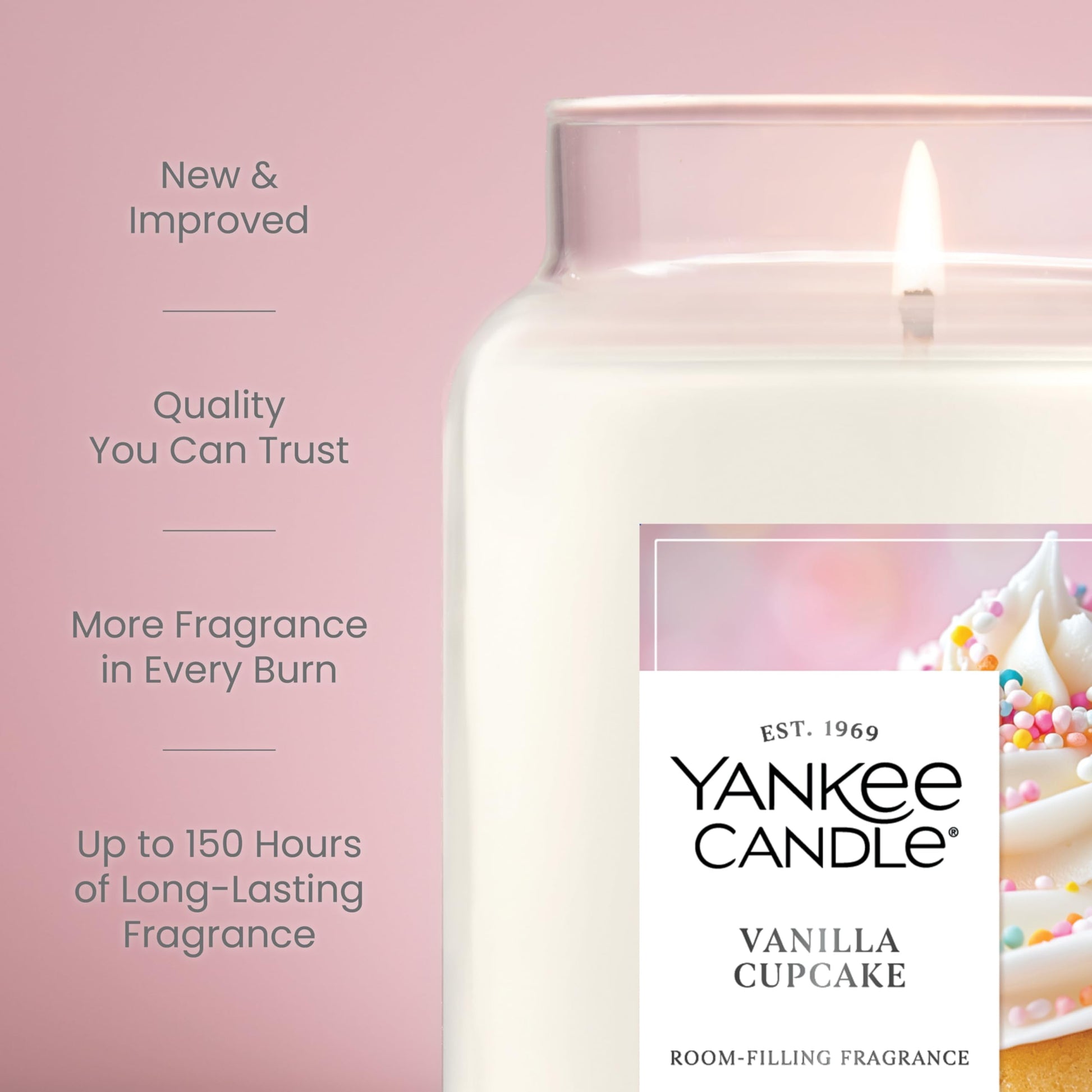 Yankee Candle Vanilla Cupcake Scented Candle, 22oz Large Jar with up to 150 Hour Burn Time, Giftable, Birthdays - Medaid International